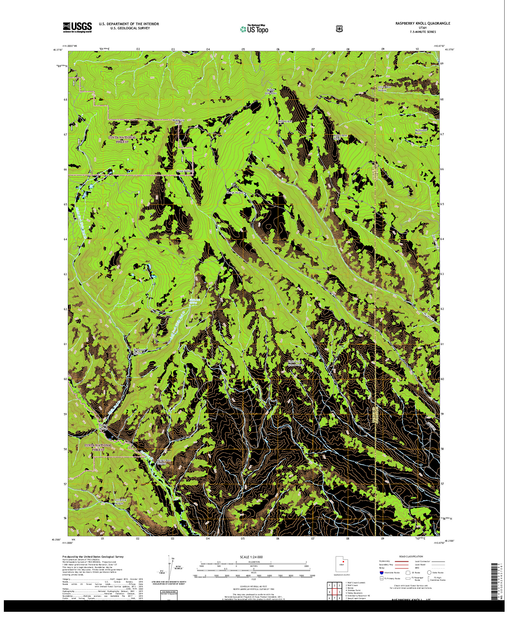 USGS US TOPO 7.5-MINUTE MAP FOR RASPBERRY KNOLL, UT 2020