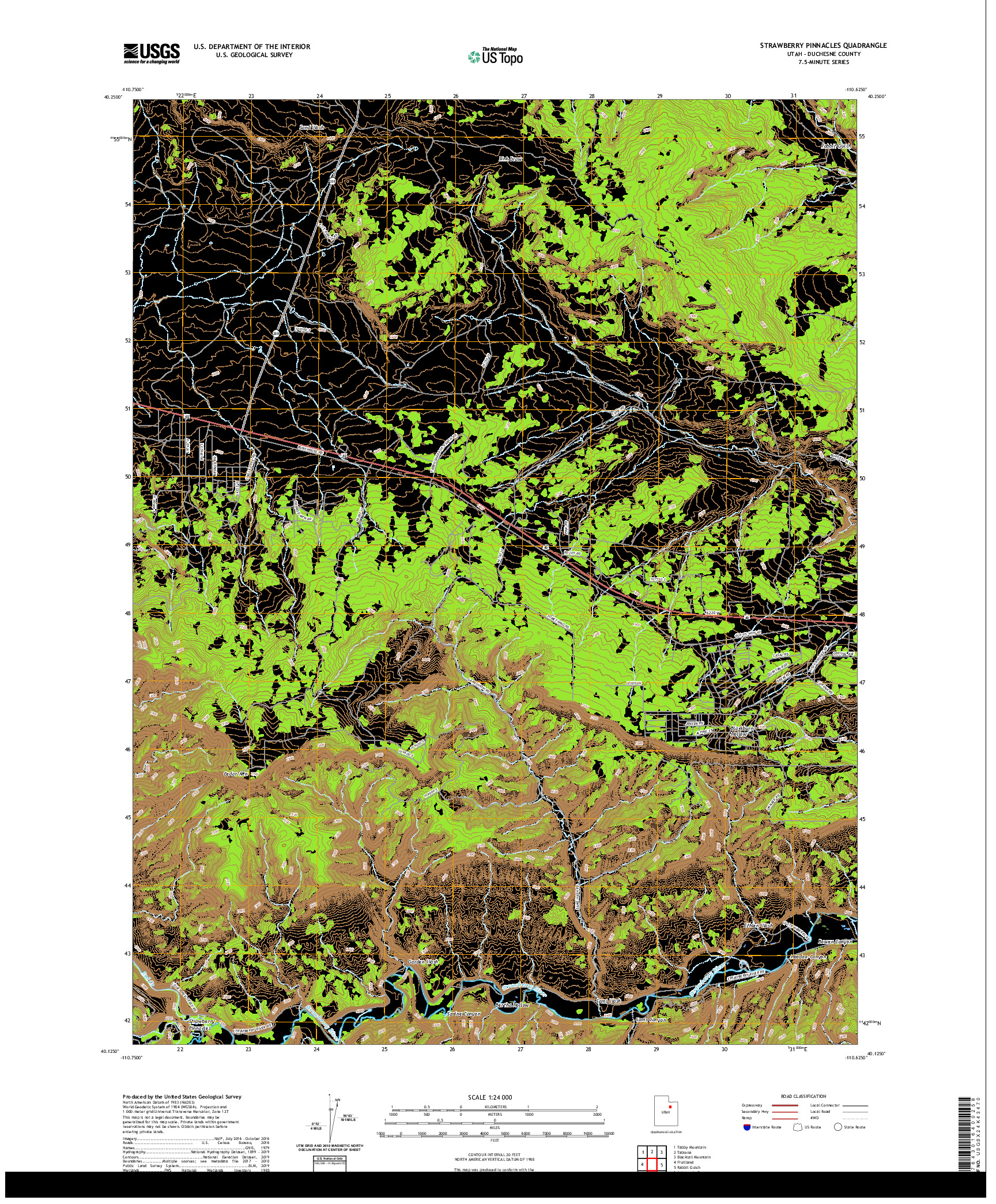 USGS US TOPO 7.5-MINUTE MAP FOR STRAWBERRY PINNACLES, UT 2020