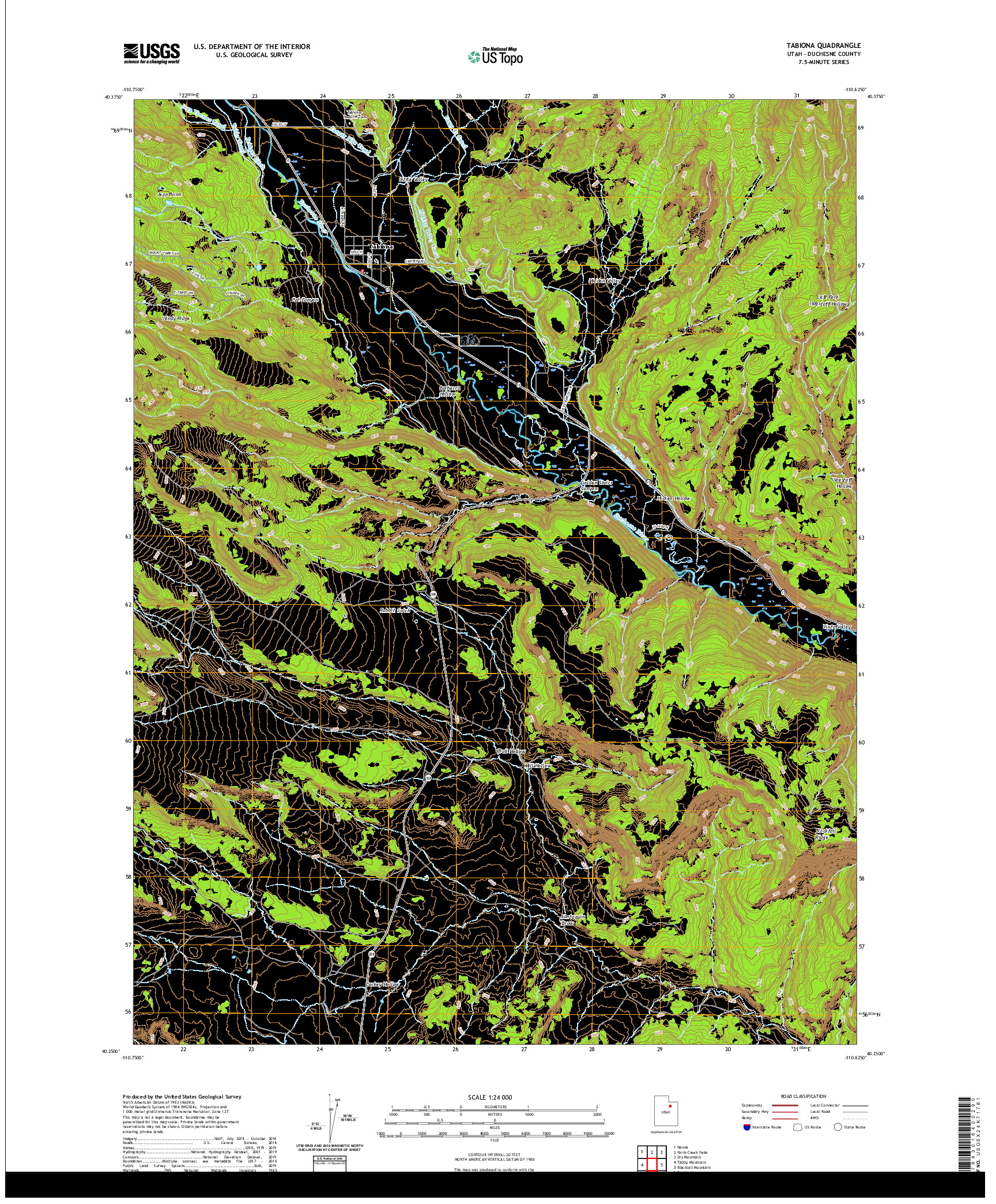 USGS US TOPO 7.5-MINUTE MAP FOR TABIONA, UT 2020