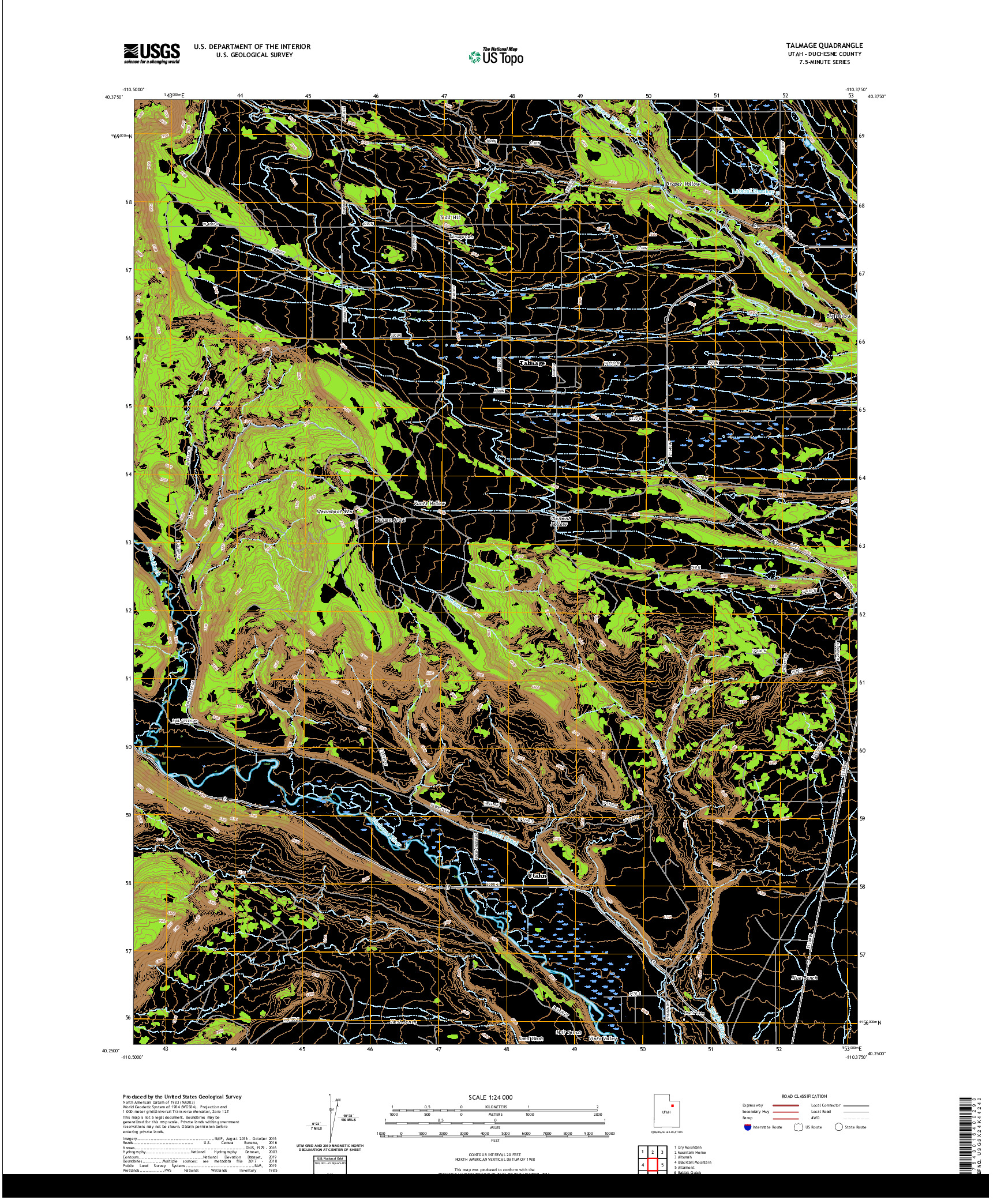 USGS US TOPO 7.5-MINUTE MAP FOR TALMAGE, UT 2020