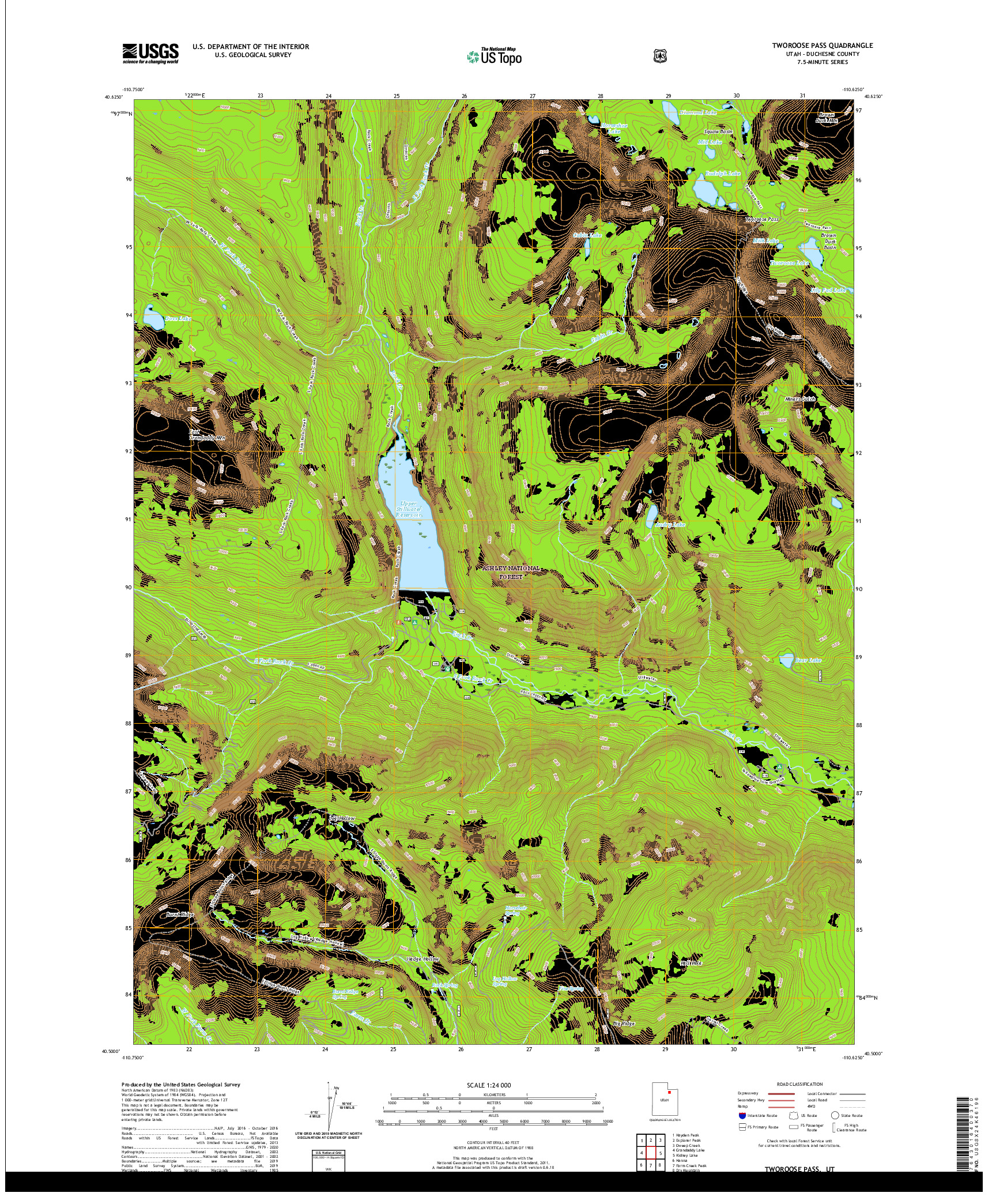 USGS US TOPO 7.5-MINUTE MAP FOR TWOROOSE PASS, UT 2020