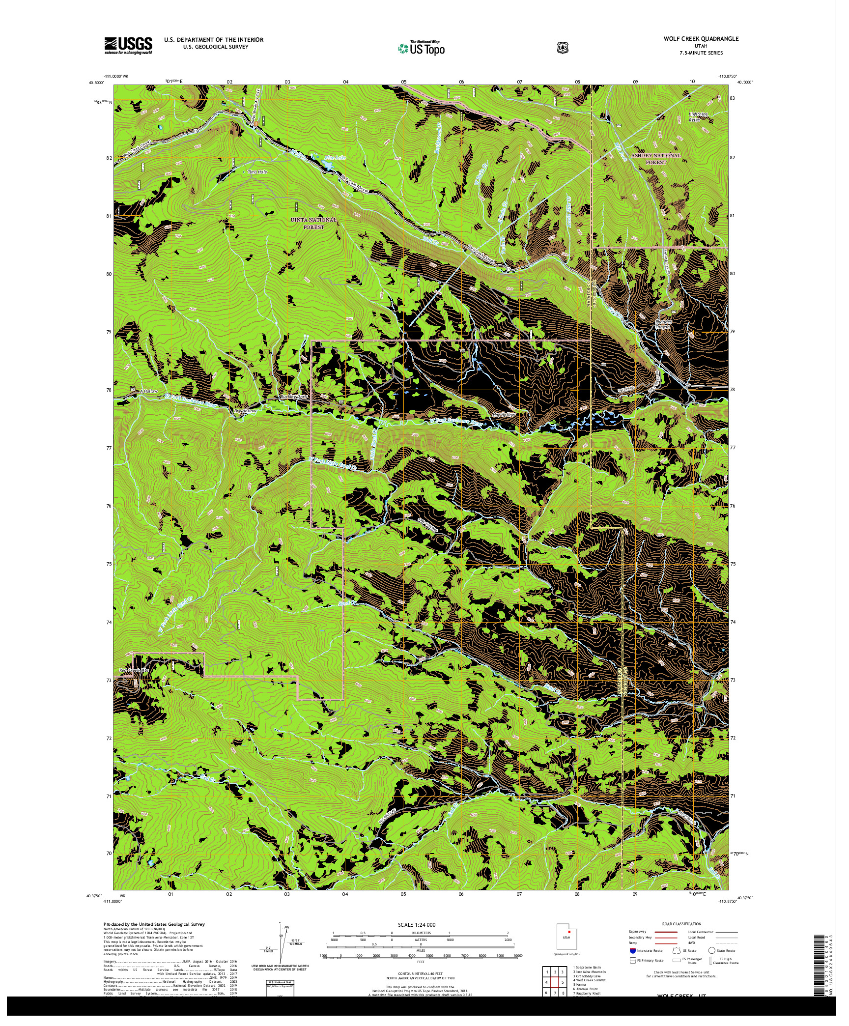 USGS US TOPO 7.5-MINUTE MAP FOR WOLF CREEK, UT 2020