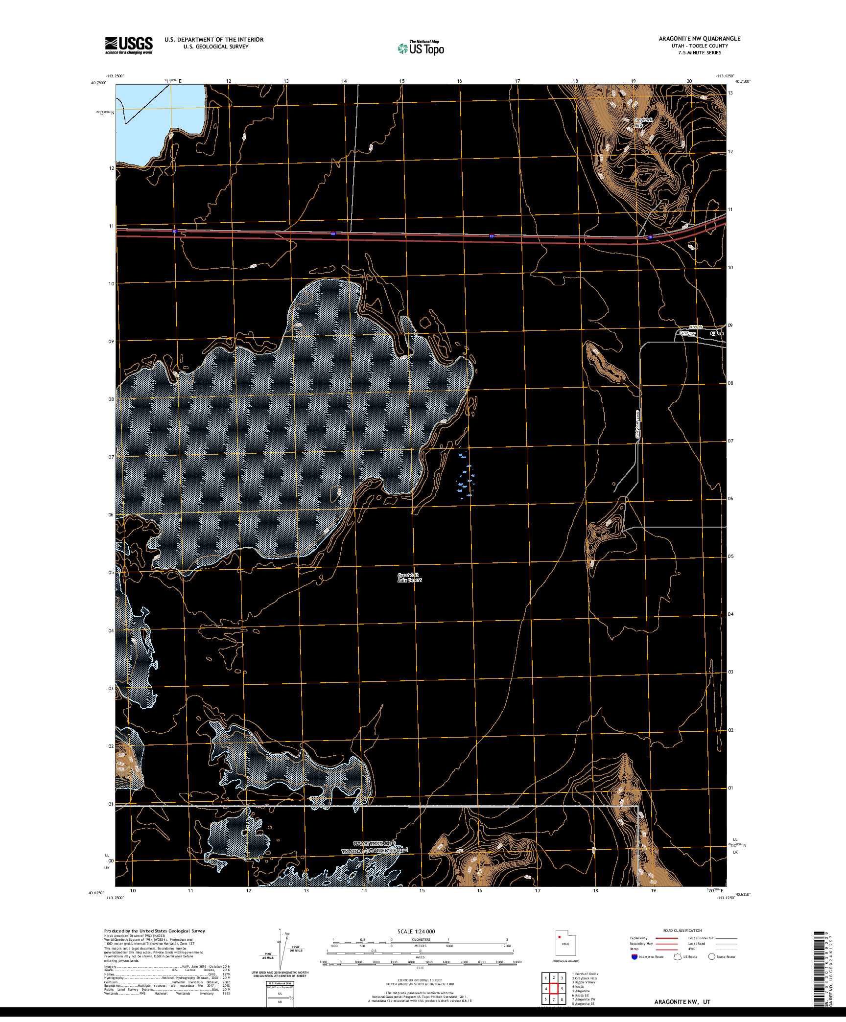 USGS US TOPO 7.5-MINUTE MAP FOR ARAGONITE NW, UT 2020