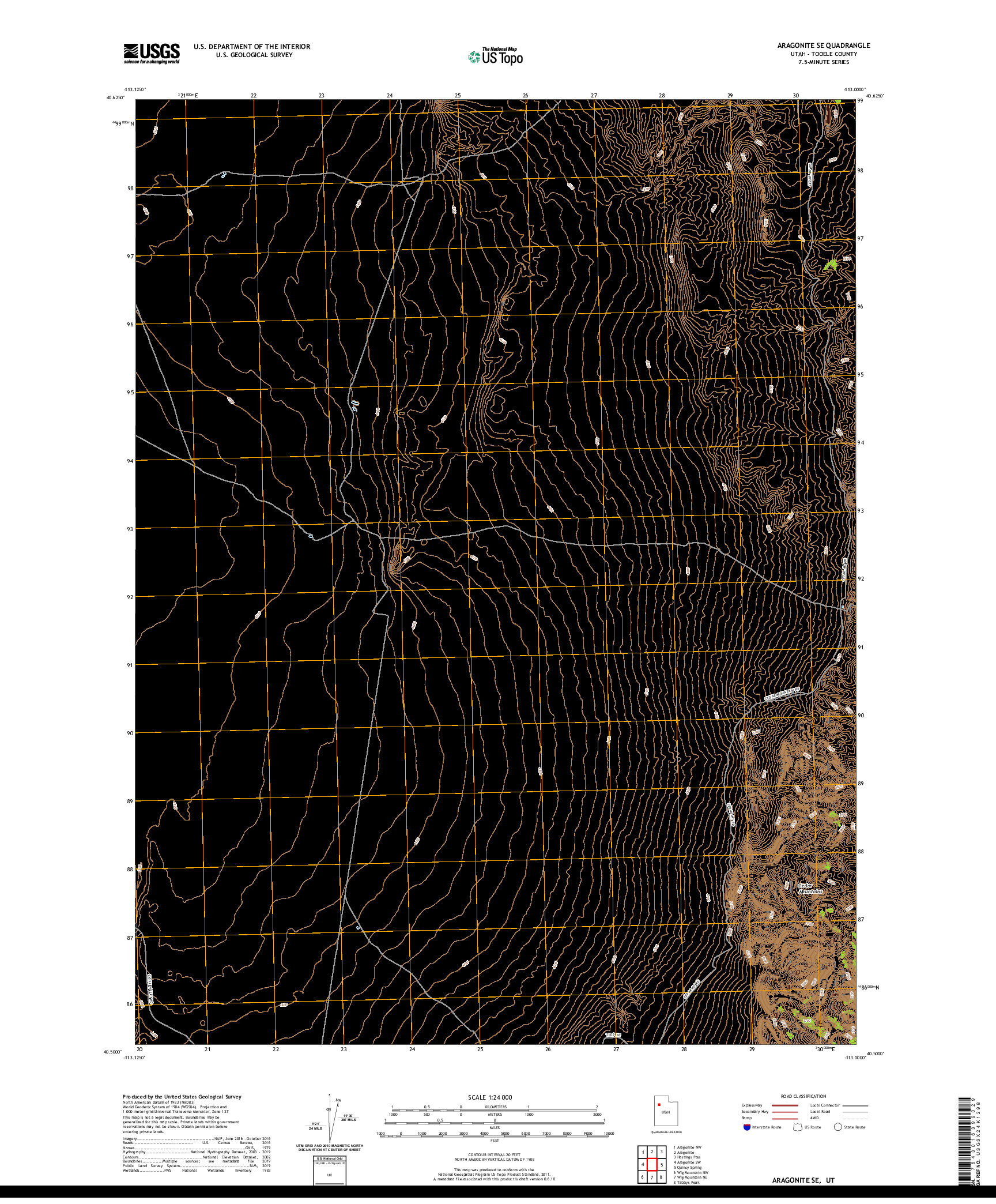 USGS US TOPO 7.5-MINUTE MAP FOR ARAGONITE SE, UT 2020