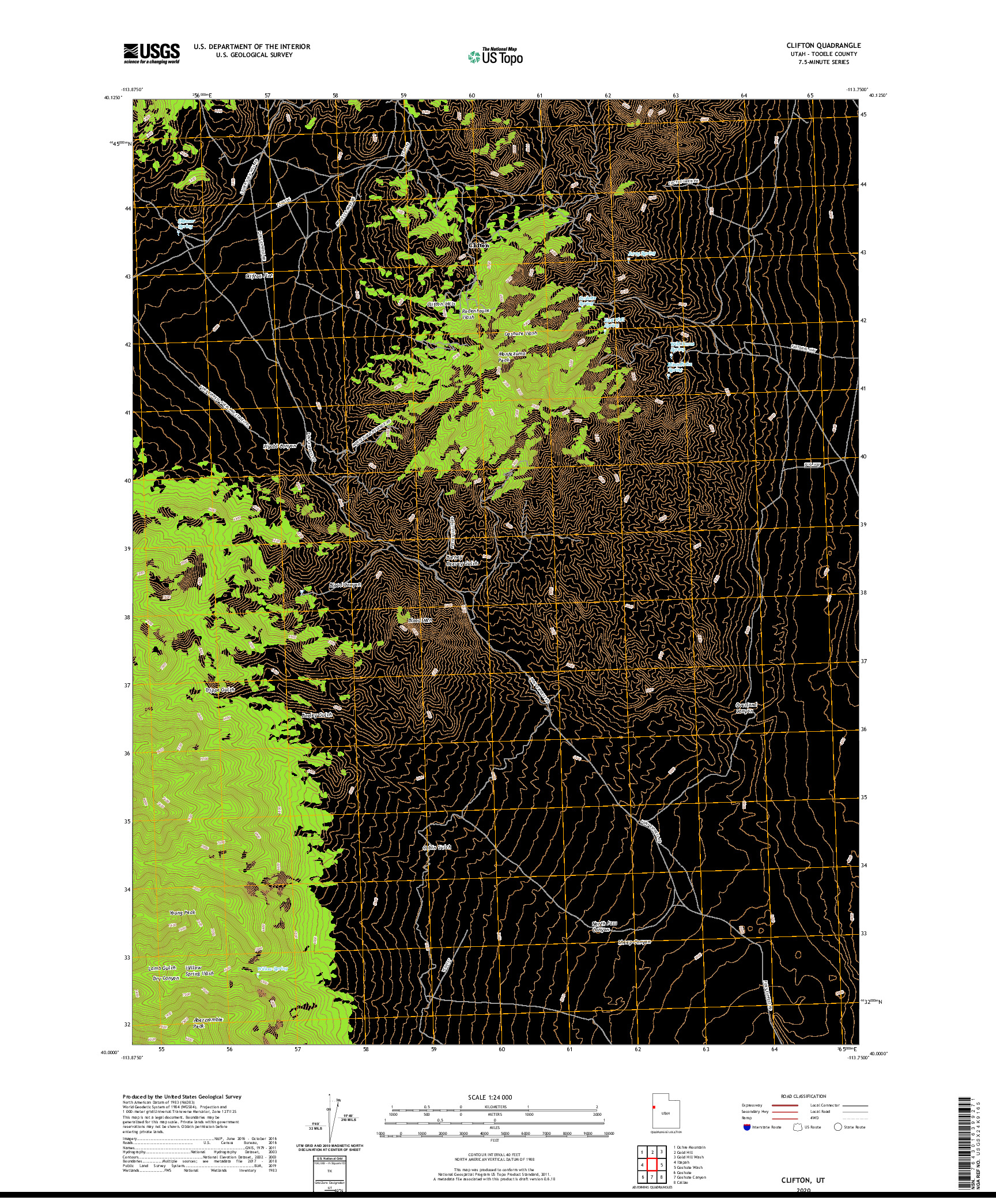 USGS US TOPO 7.5-MINUTE MAP FOR CLIFTON, UT 2020