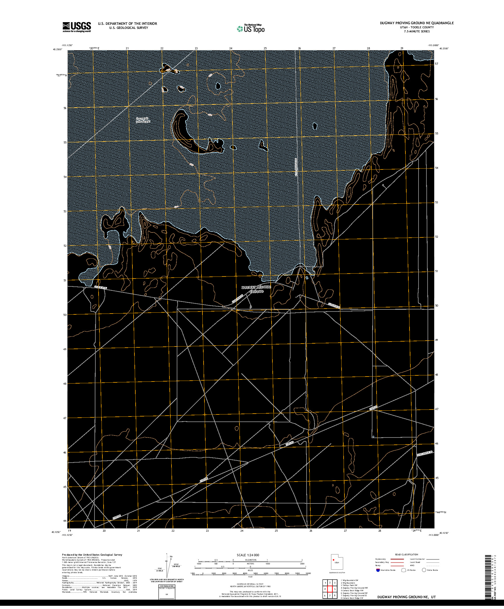 USGS US TOPO 7.5-MINUTE MAP FOR DUGWAY PROVING GROUND NE, UT 2020