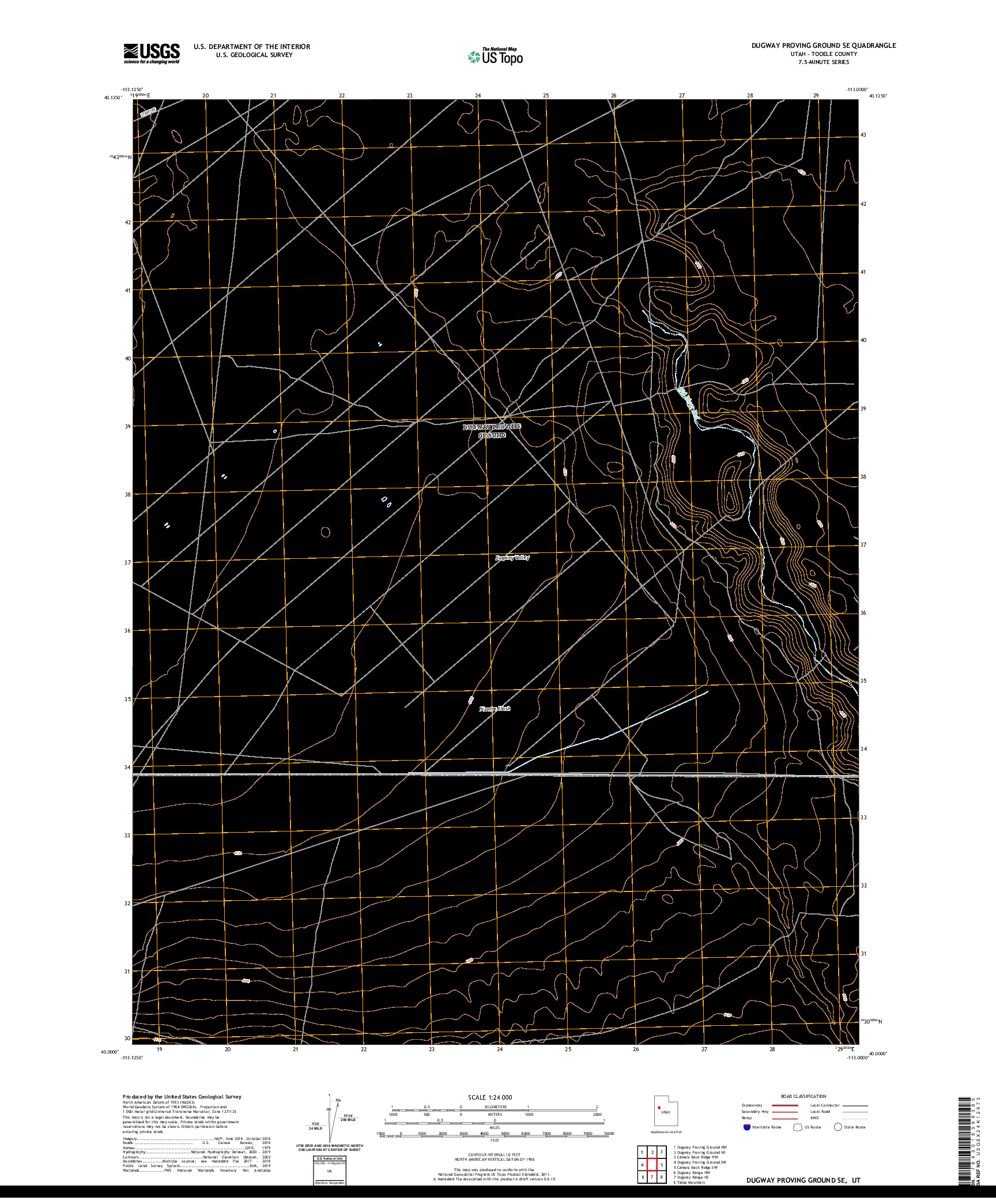 USGS US TOPO 7.5-MINUTE MAP FOR DUGWAY PROVING GROUND SE, UT 2020