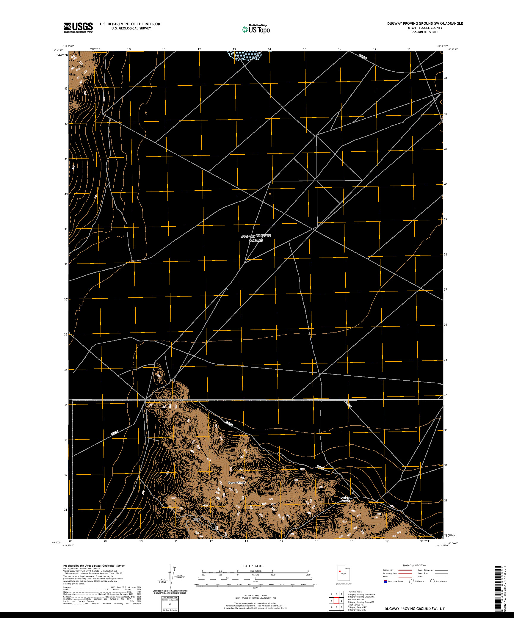 USGS US TOPO 7.5-MINUTE MAP FOR DUGWAY PROVING GROUND SW, UT 2020