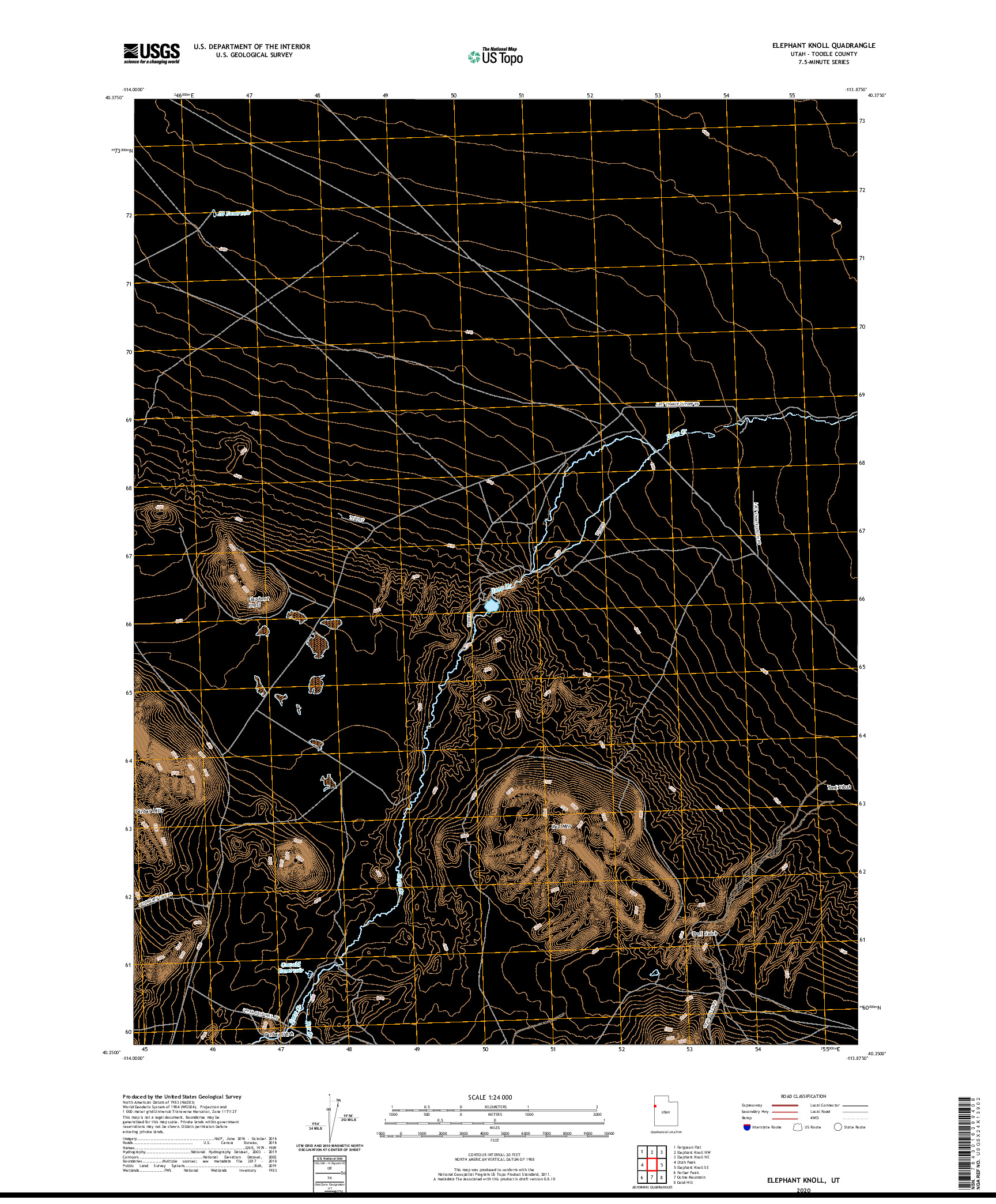 USGS US TOPO 7.5-MINUTE MAP FOR ELEPHANT KNOLL, UT 2020