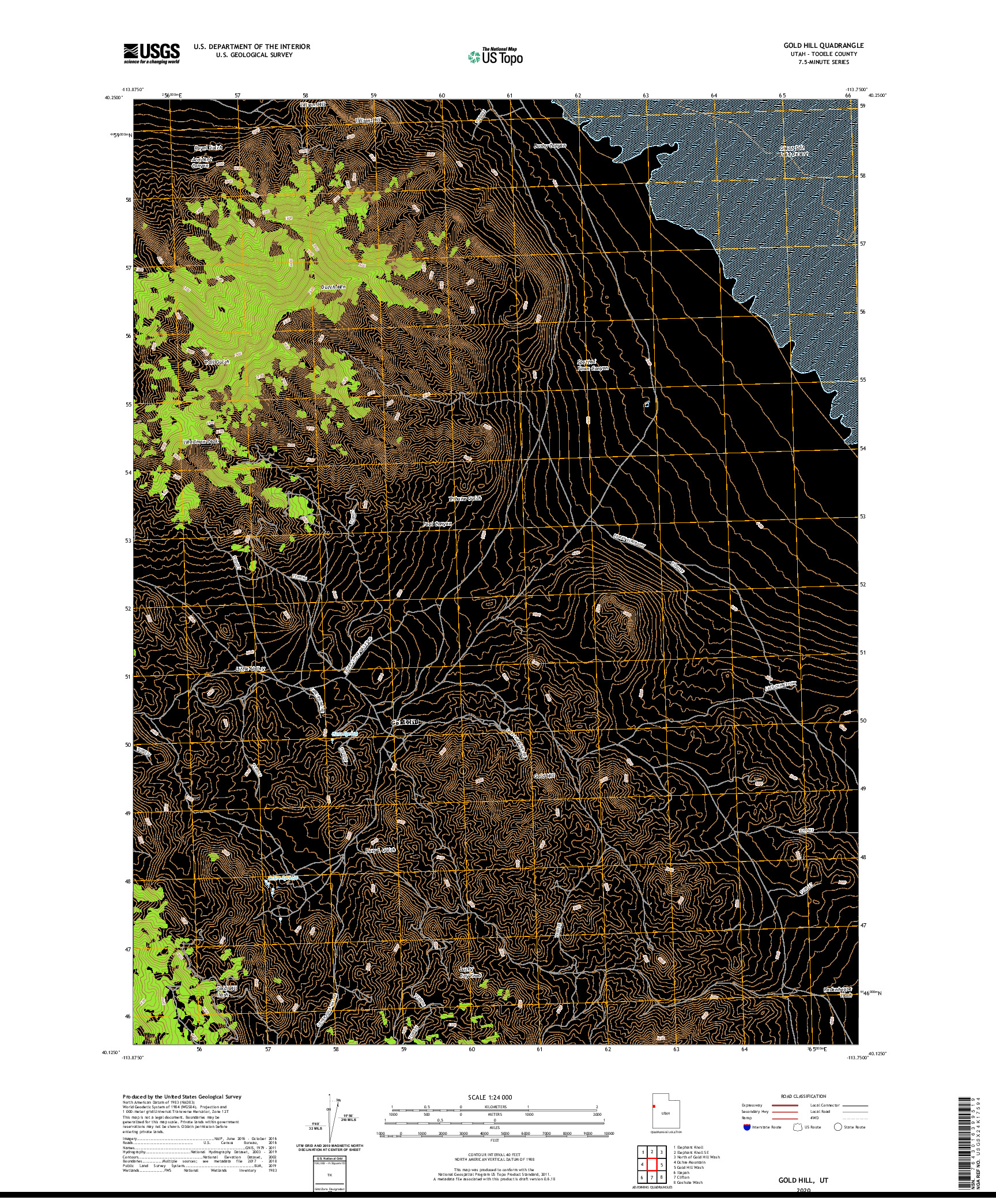 USGS US TOPO 7.5-MINUTE MAP FOR GOLD HILL, UT 2020