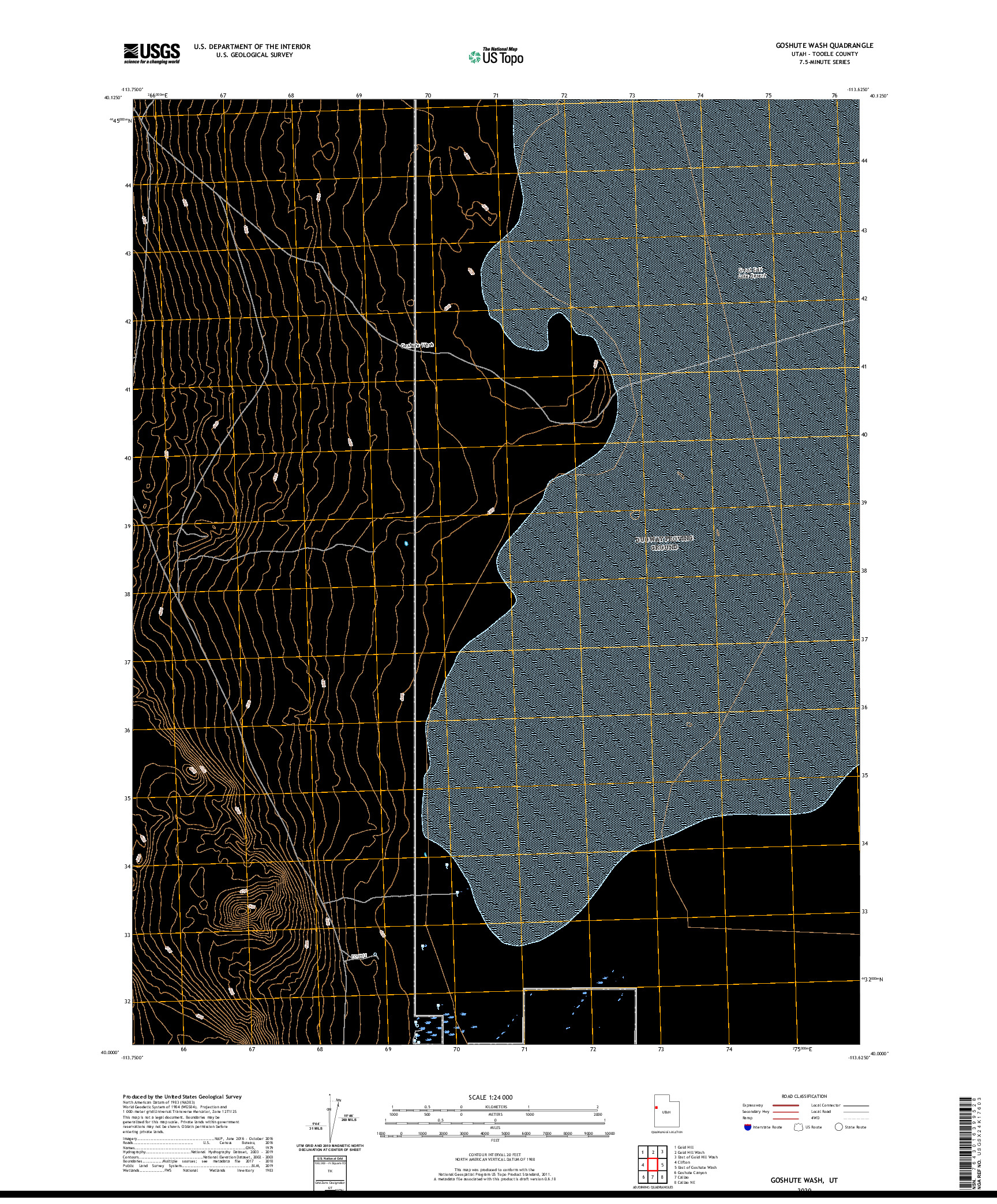 USGS US TOPO 7.5-MINUTE MAP FOR GOSHUTE WASH, UT 2020