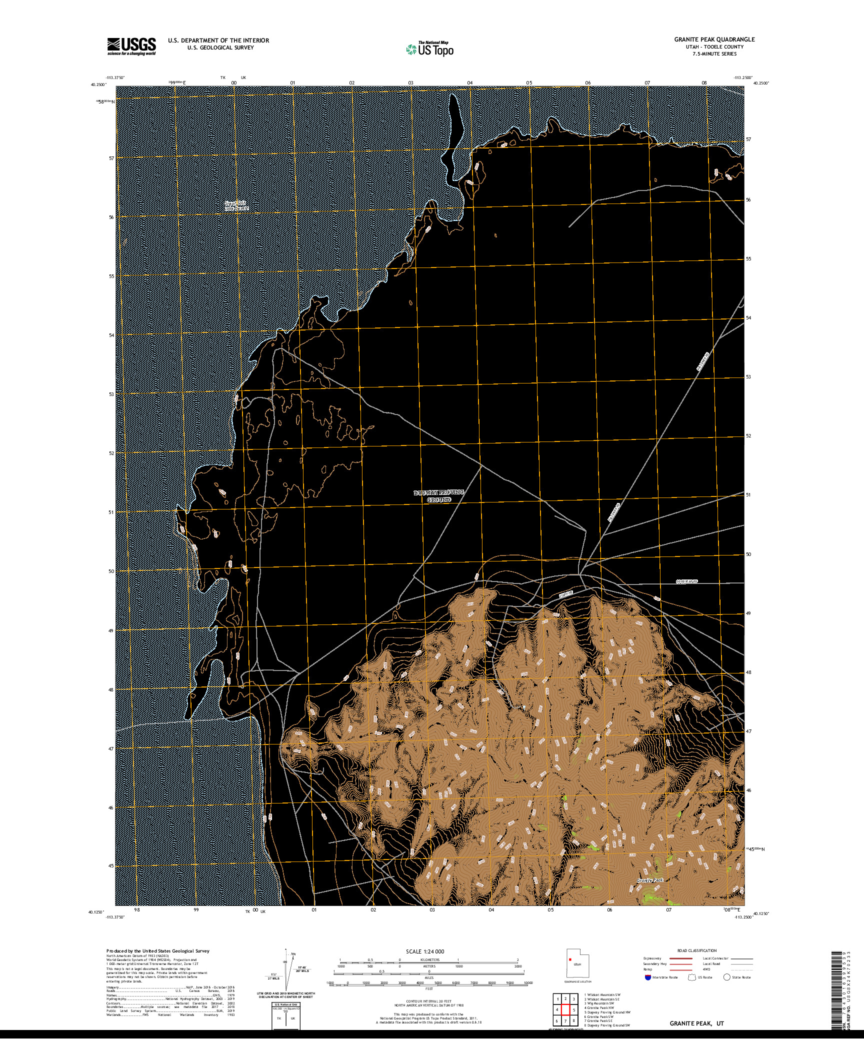 USGS US TOPO 7.5-MINUTE MAP FOR GRANITE PEAK, UT 2020