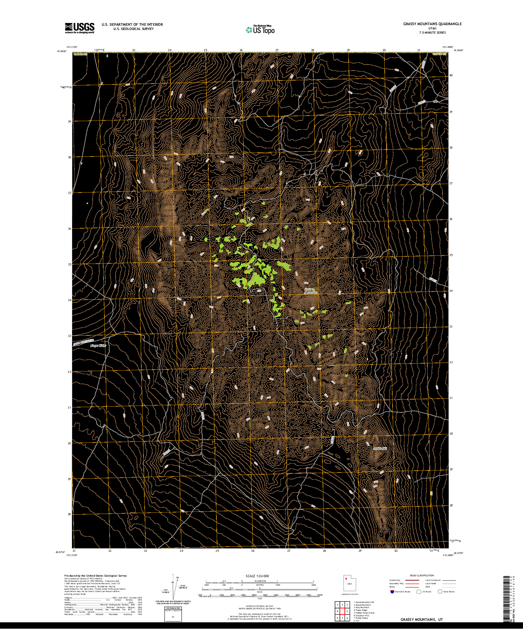 USGS US TOPO 7.5-MINUTE MAP FOR GRASSY MOUNTAINS, UT 2020