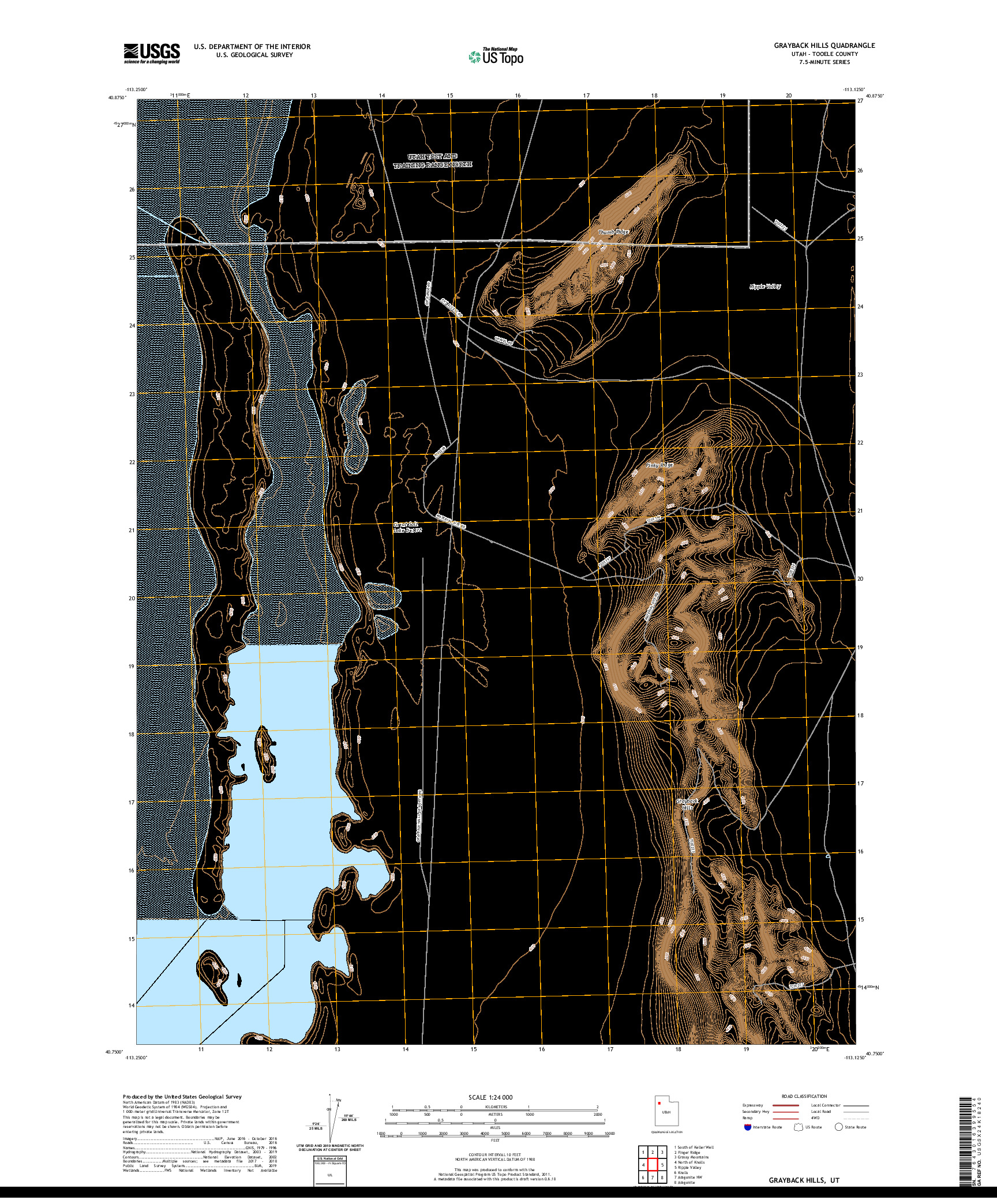 USGS US TOPO 7.5-MINUTE MAP FOR GRAYBACK HILLS, UT 2020