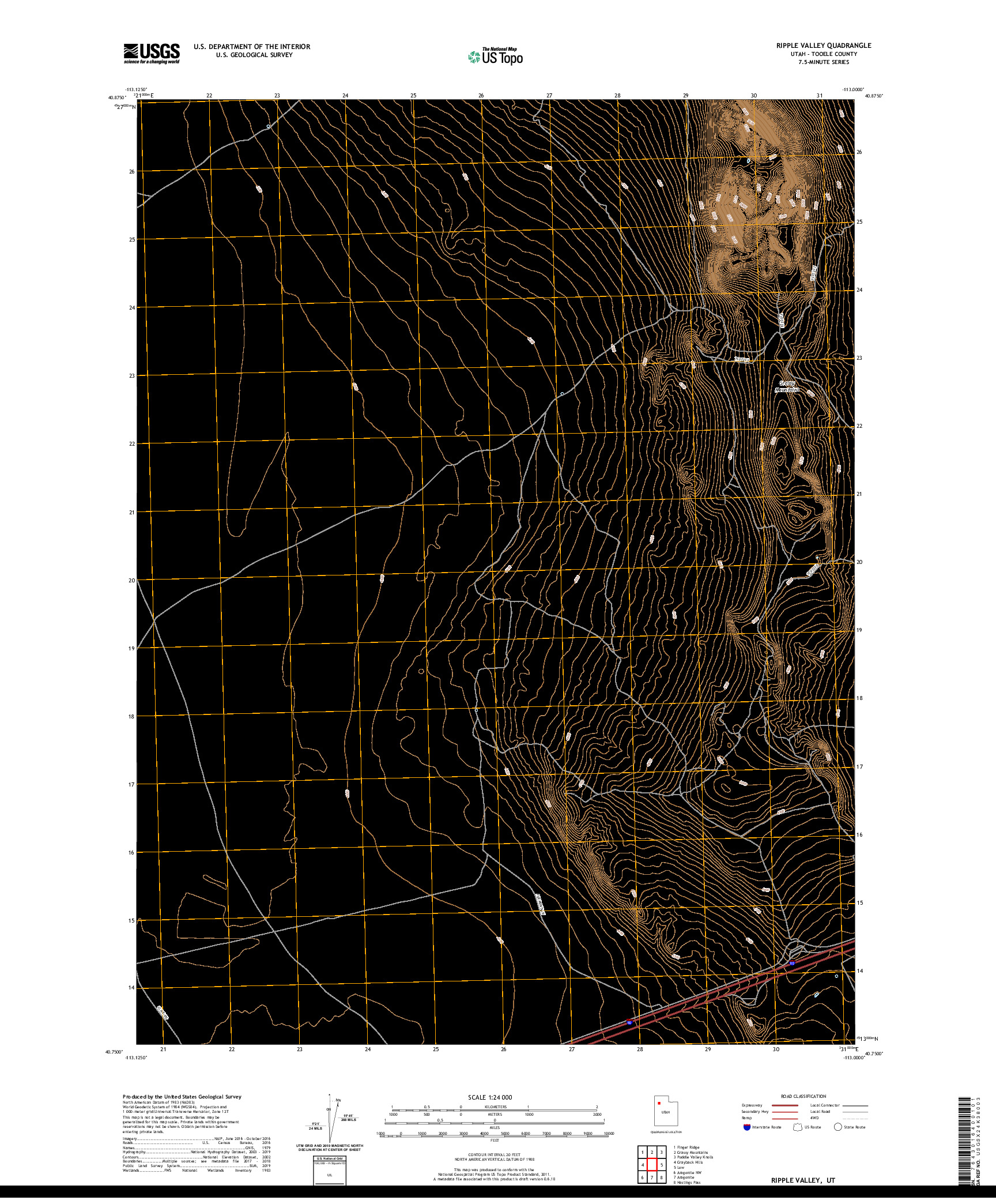 USGS US TOPO 7.5-MINUTE MAP FOR RIPPLE VALLEY, UT 2020