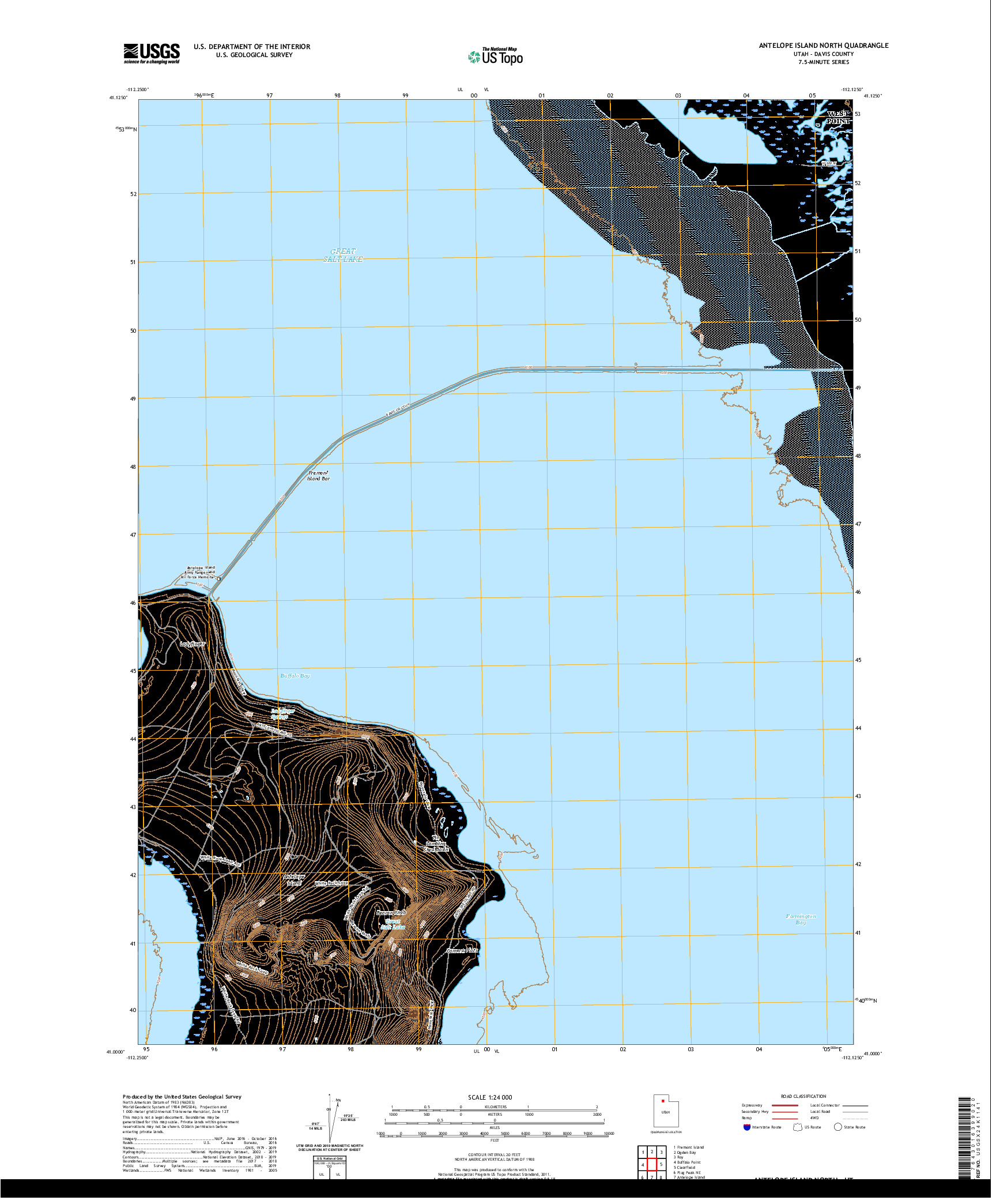 USGS US TOPO 7.5-MINUTE MAP FOR ANTELOPE ISLAND NORTH, UT 2020