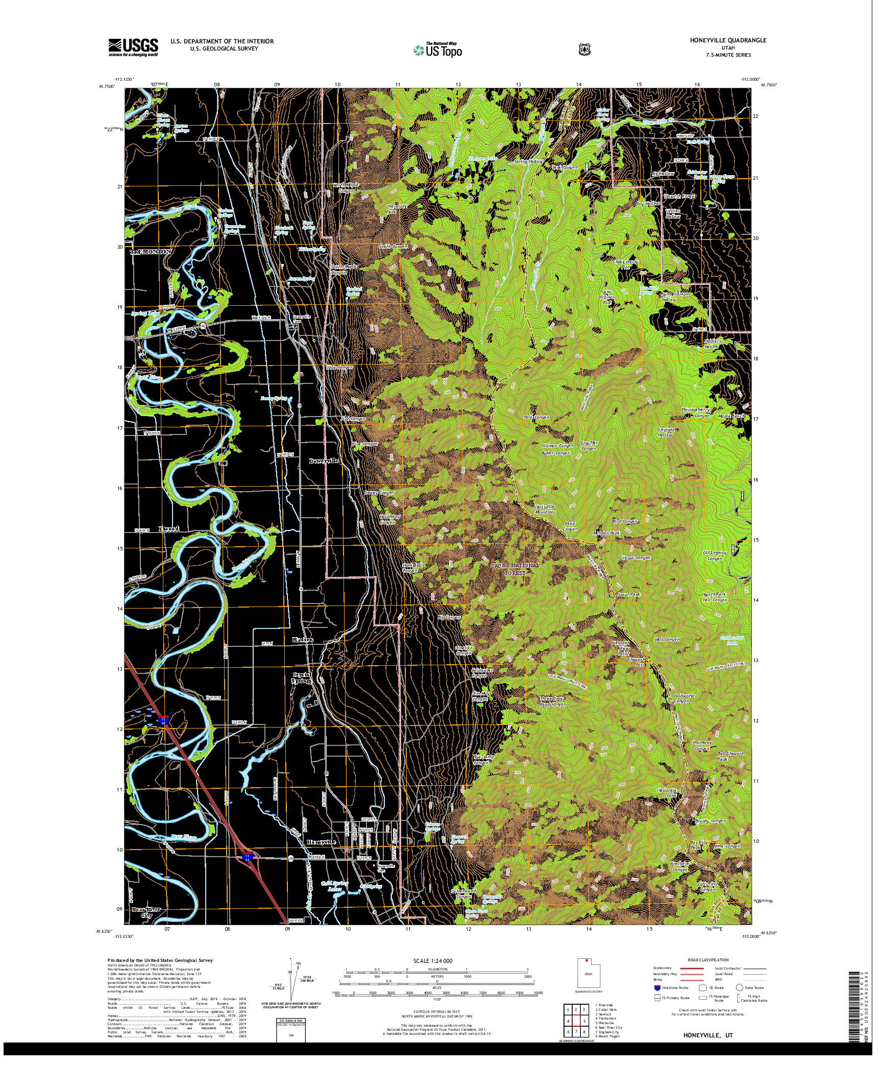 USGS US TOPO 7.5-MINUTE MAP FOR HONEYVILLE, UT 2020