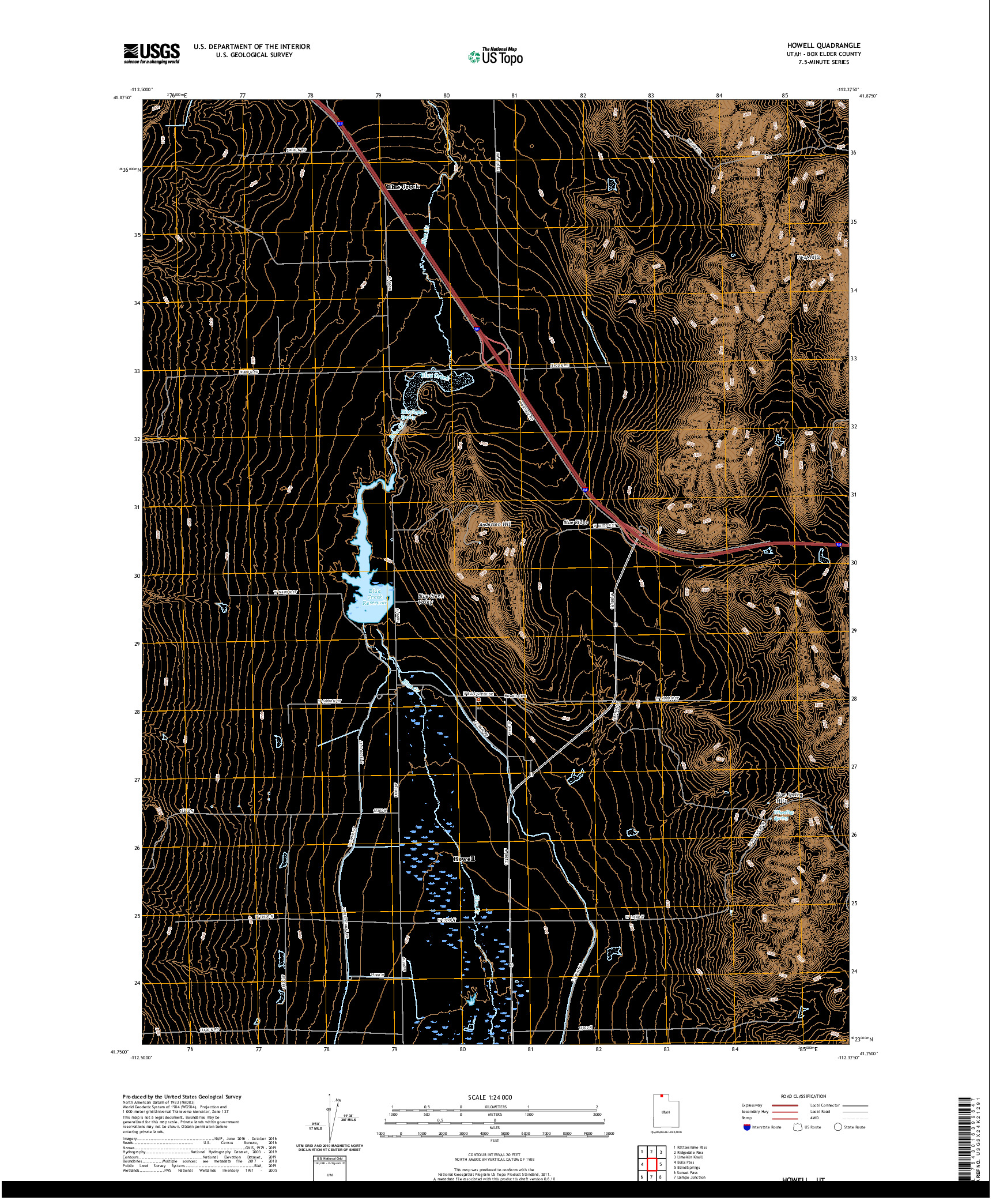 USGS US TOPO 7.5-MINUTE MAP FOR HOWELL, UT 2020