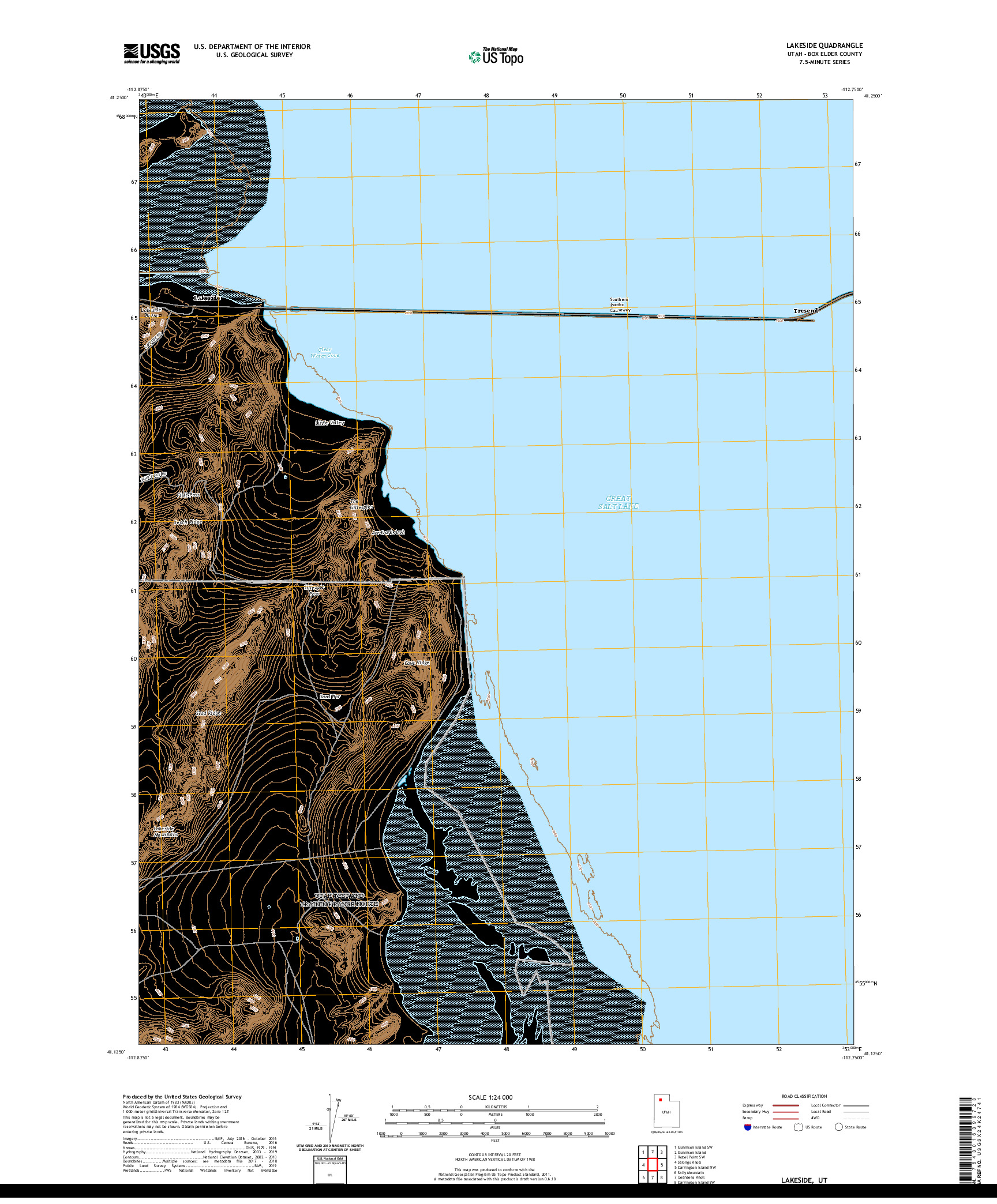 USGS US TOPO 7.5-MINUTE MAP FOR LAKESIDE, UT 2020