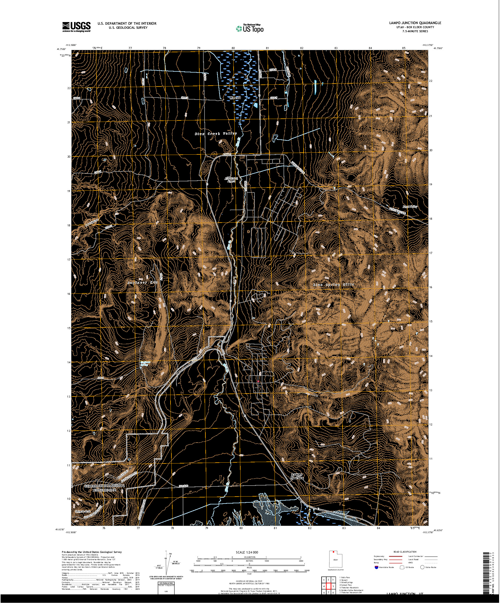 USGS US TOPO 7.5-MINUTE MAP FOR LAMPO JUNCTION, UT 2020