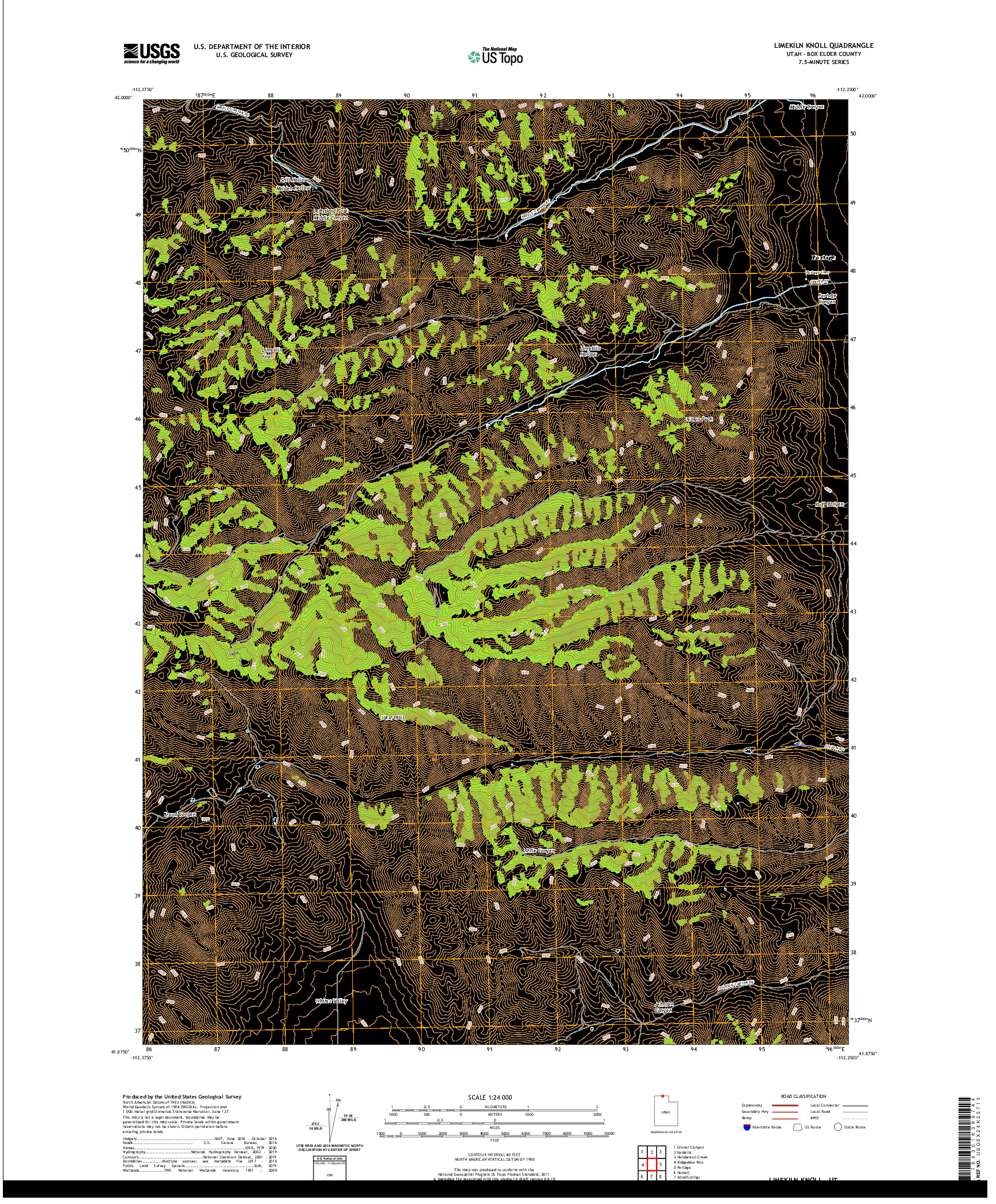 USGS US TOPO 7.5-MINUTE MAP FOR LIMEKILN KNOLL, UT 2020