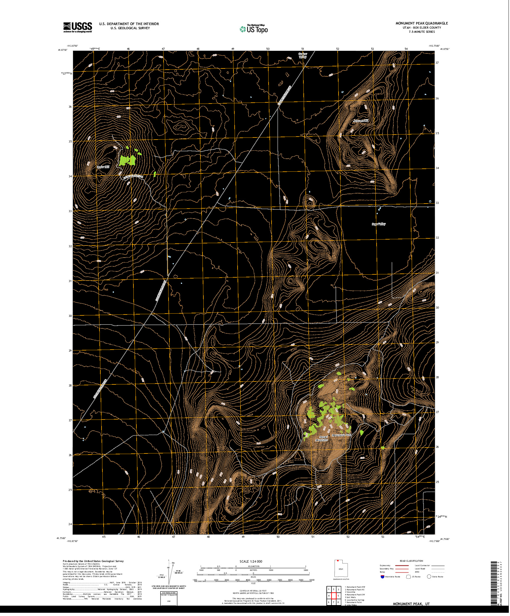 USGS US TOPO 7.5-MINUTE MAP FOR MONUMENT PEAK, UT 2020