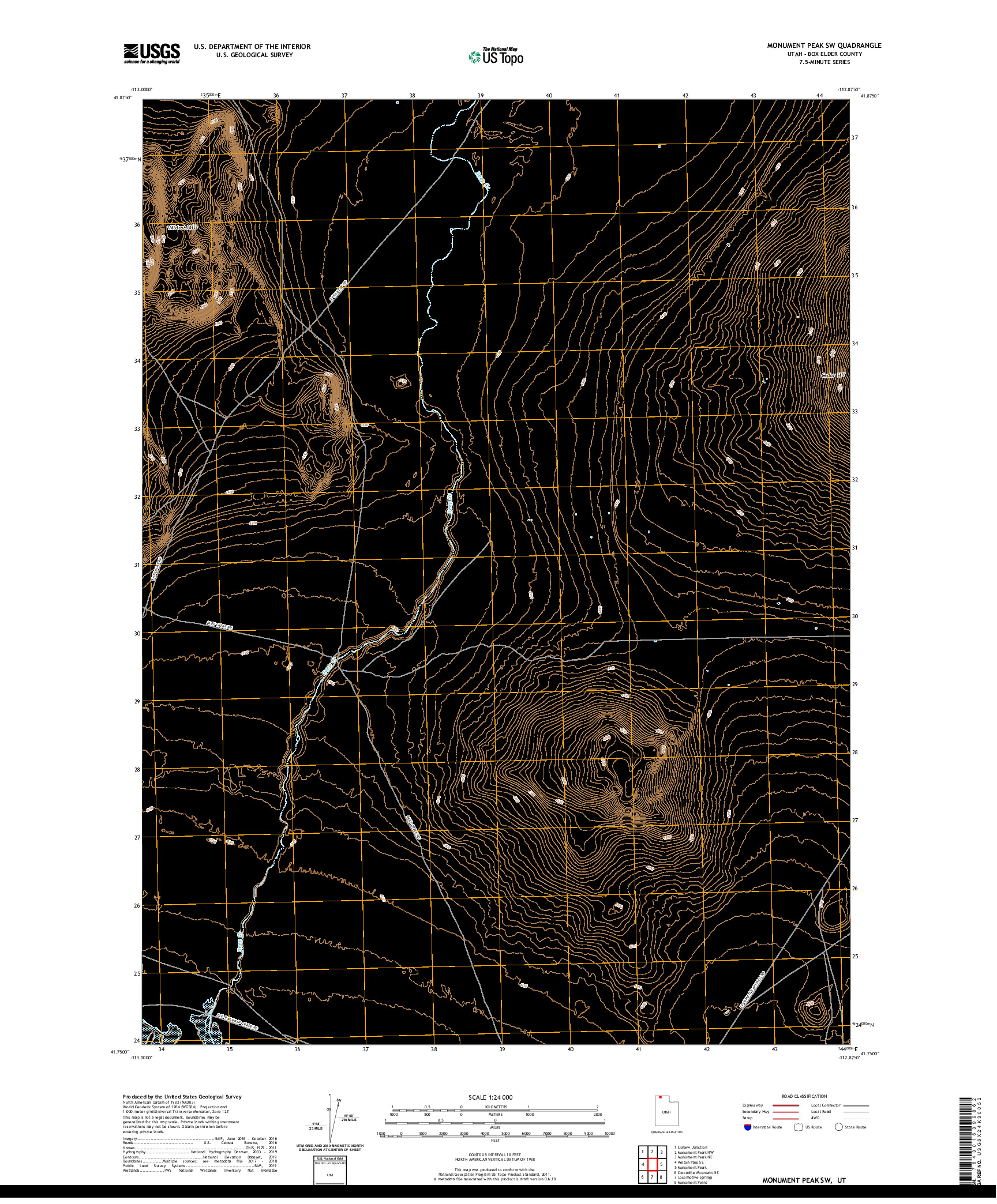 USGS US TOPO 7.5-MINUTE MAP FOR MONUMENT PEAK SW, UT 2020