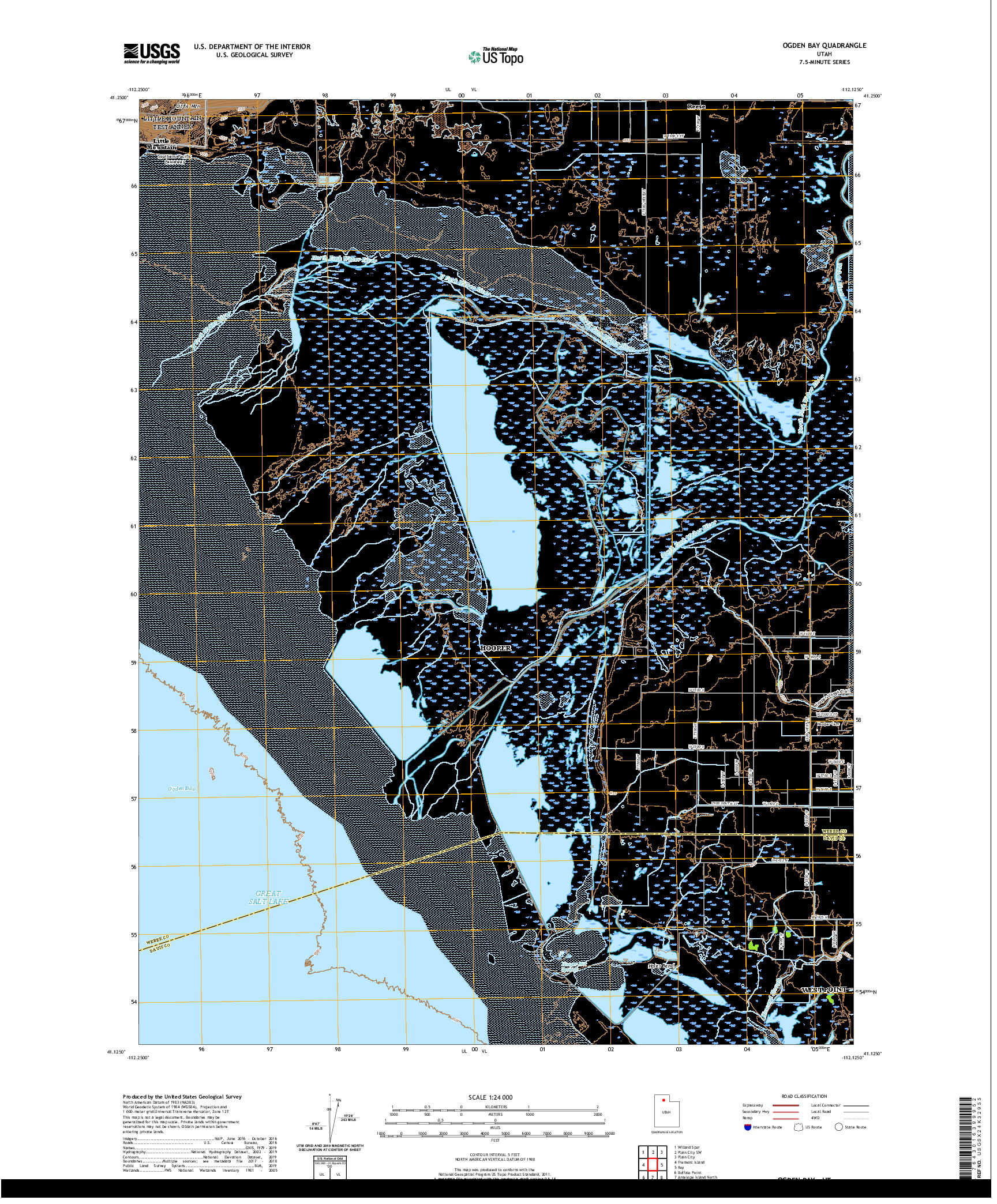 USGS US TOPO 7.5-MINUTE MAP FOR OGDEN BAY, UT 2020
