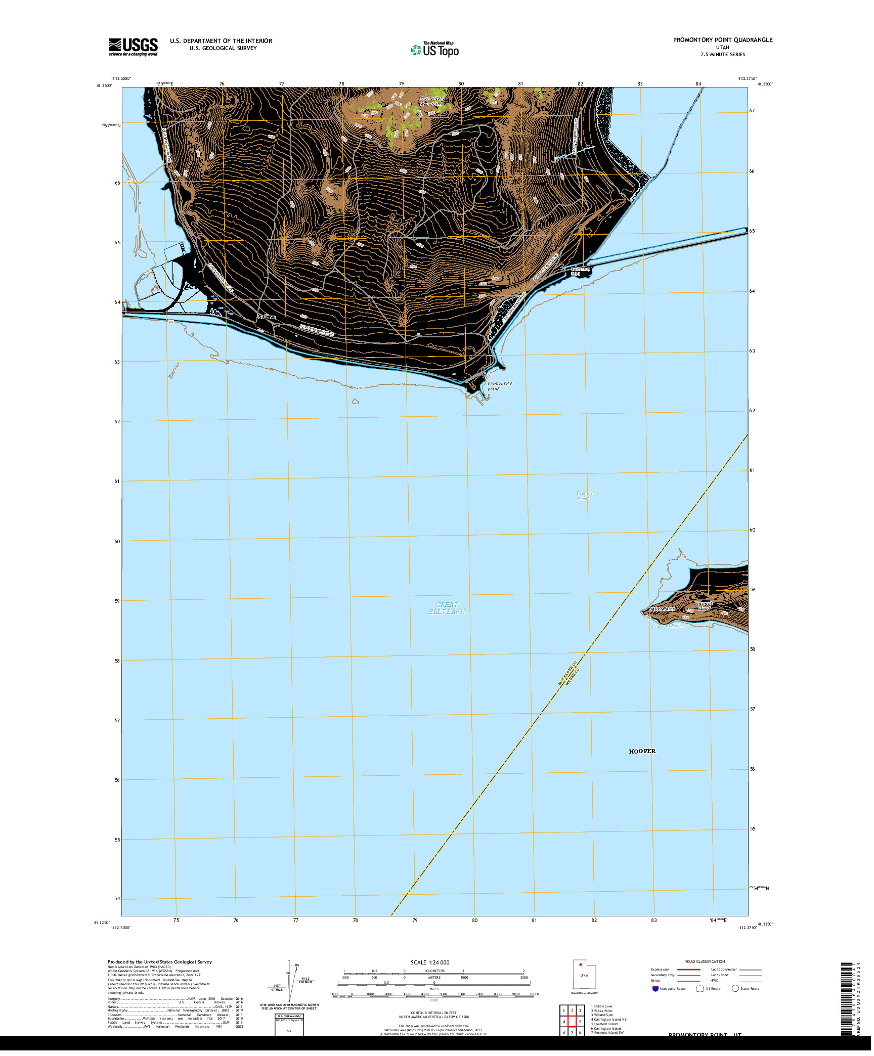 USGS US TOPO 7.5-MINUTE MAP FOR PROMONTORY POINT, UT 2020