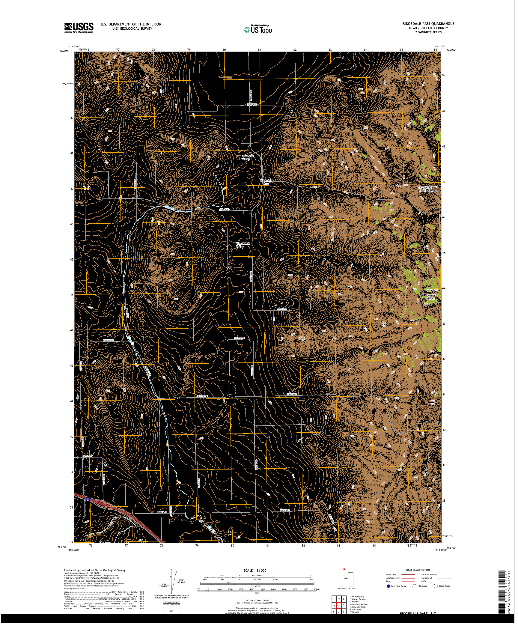 USGS US TOPO 7.5-MINUTE MAP FOR RIDGEDALE PASS, UT 2020