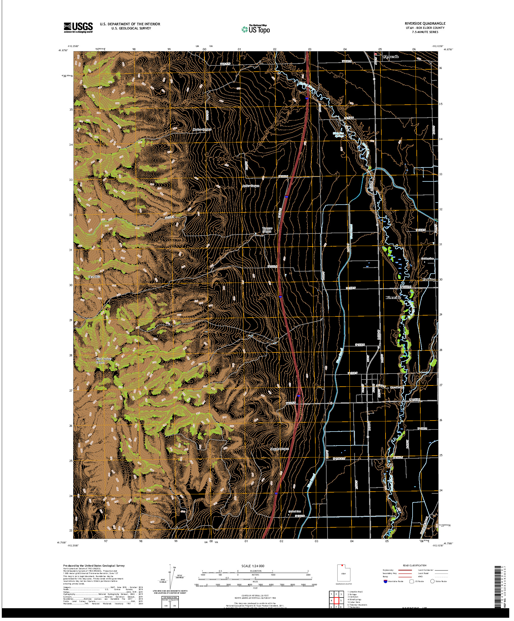 USGS US TOPO 7.5-MINUTE MAP FOR RIVERSIDE, UT 2020
