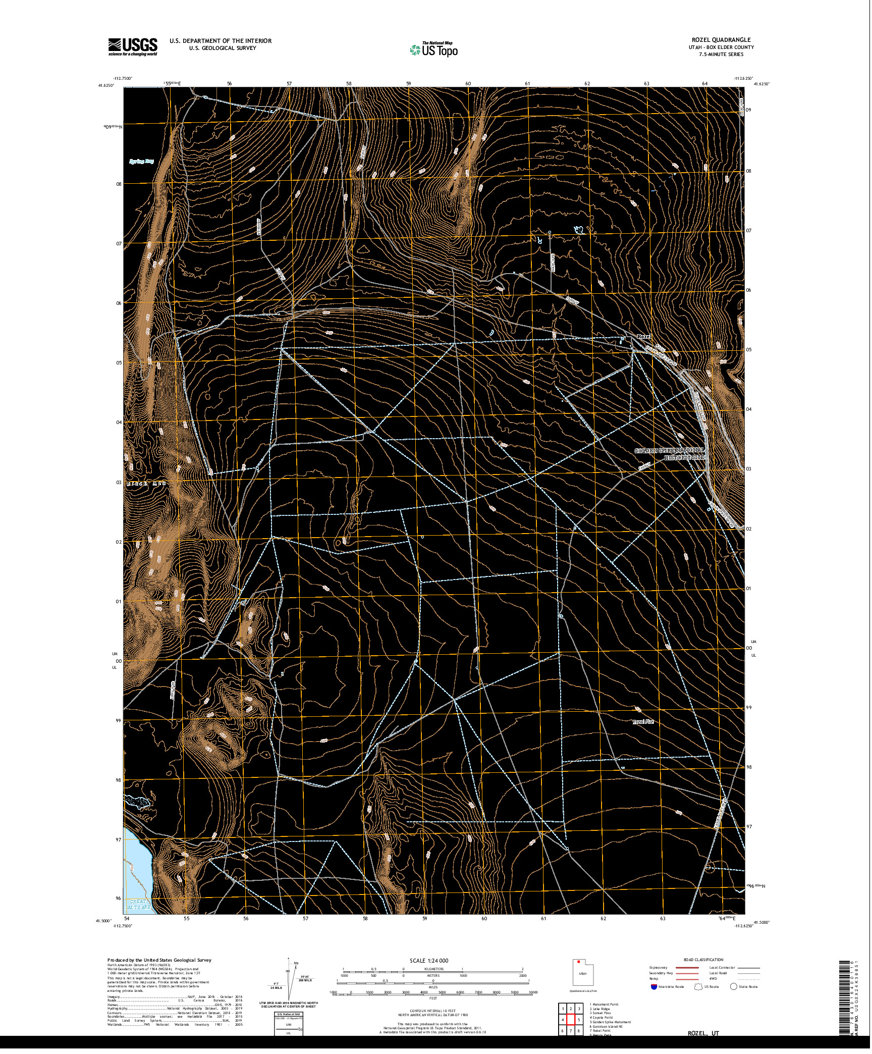USGS US TOPO 7.5-MINUTE MAP FOR ROZEL, UT 2020