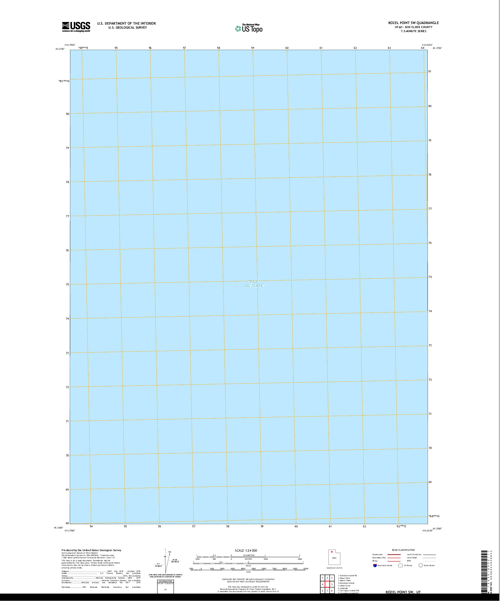 USGS US TOPO 7.5-MINUTE MAP FOR ROZEL POINT SW, UT 2020