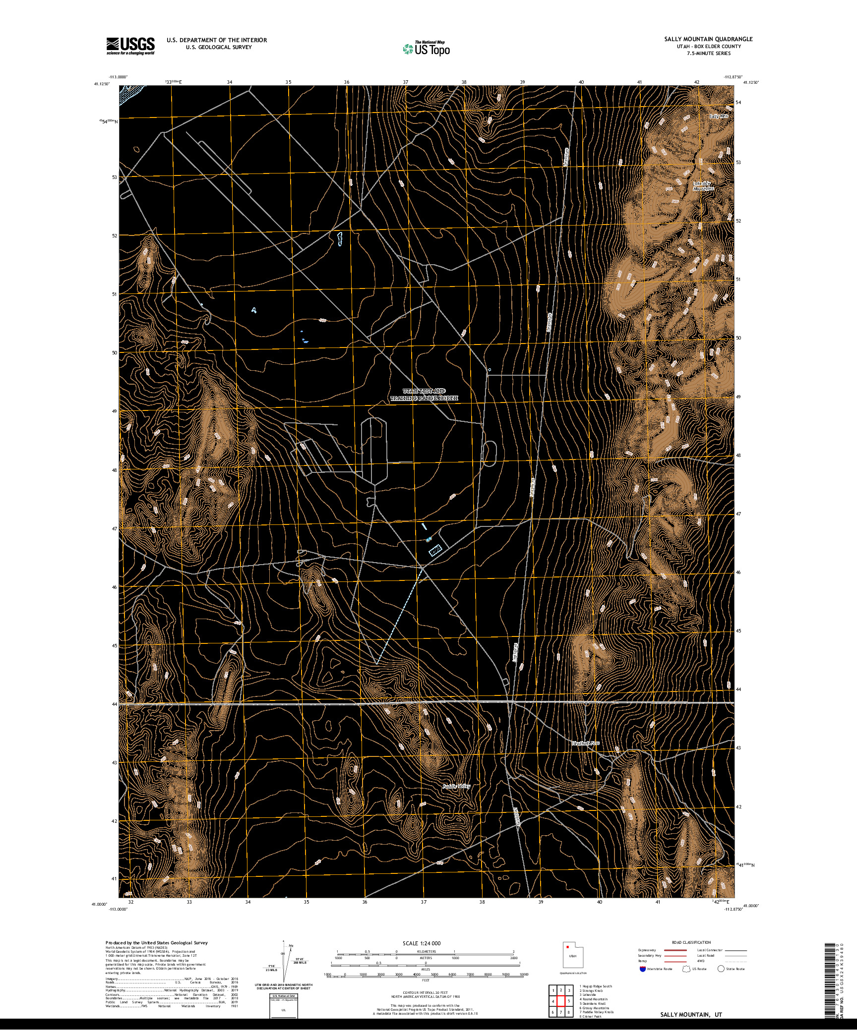 USGS US TOPO 7.5-MINUTE MAP FOR SALLY MOUNTAIN, UT 2020