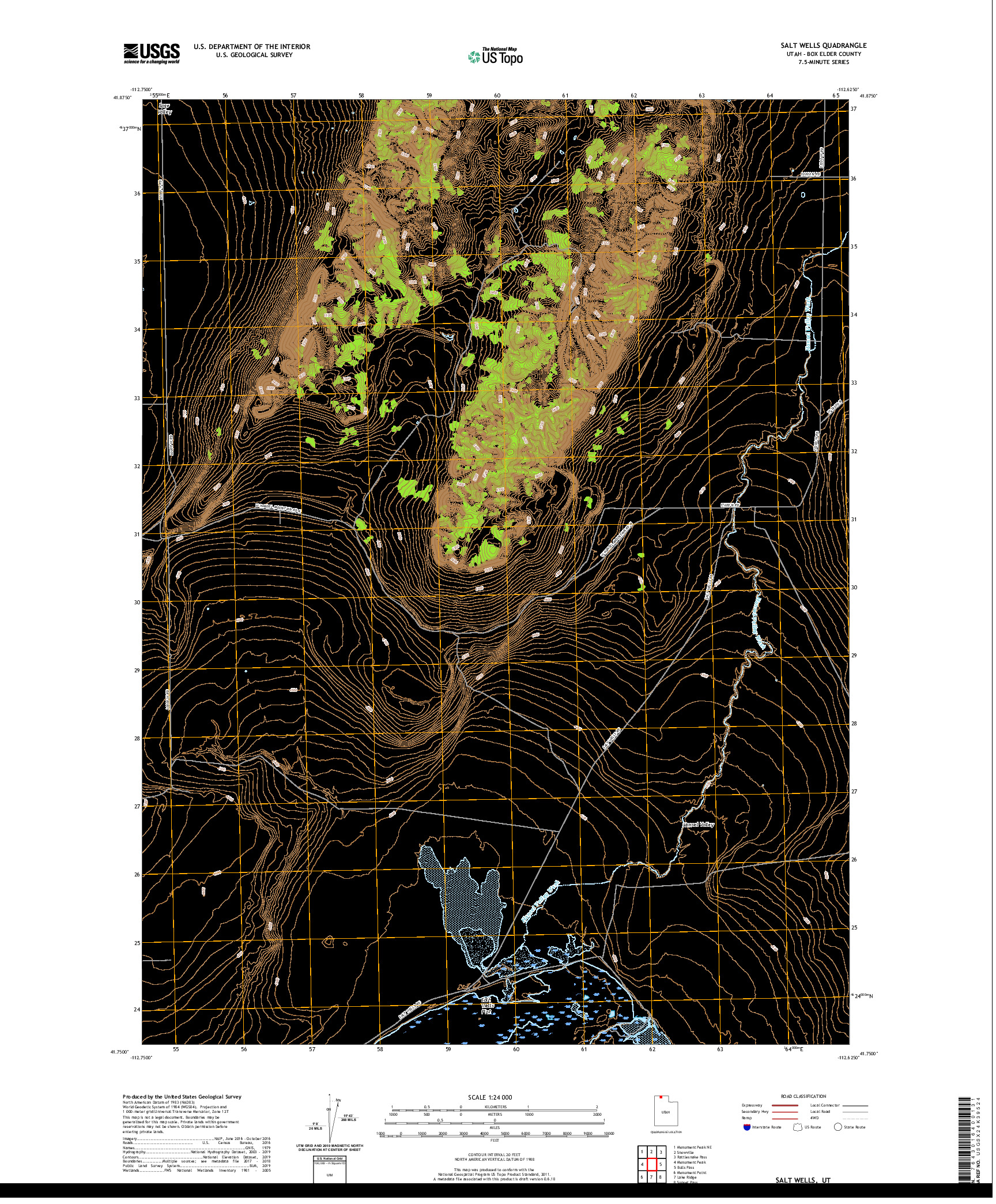USGS US TOPO 7.5-MINUTE MAP FOR SALT WELLS, UT 2020