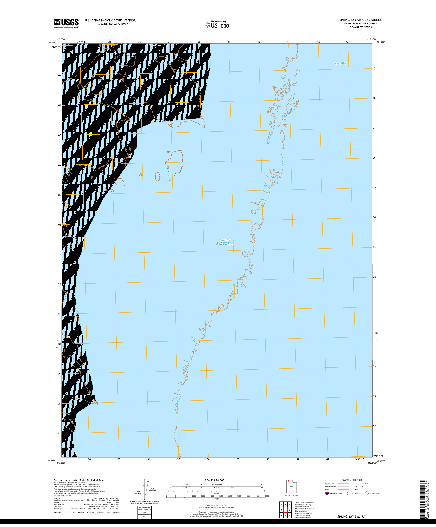 USGS US TOPO 7.5-MINUTE MAP FOR SPRING BAY SW, UT 2020