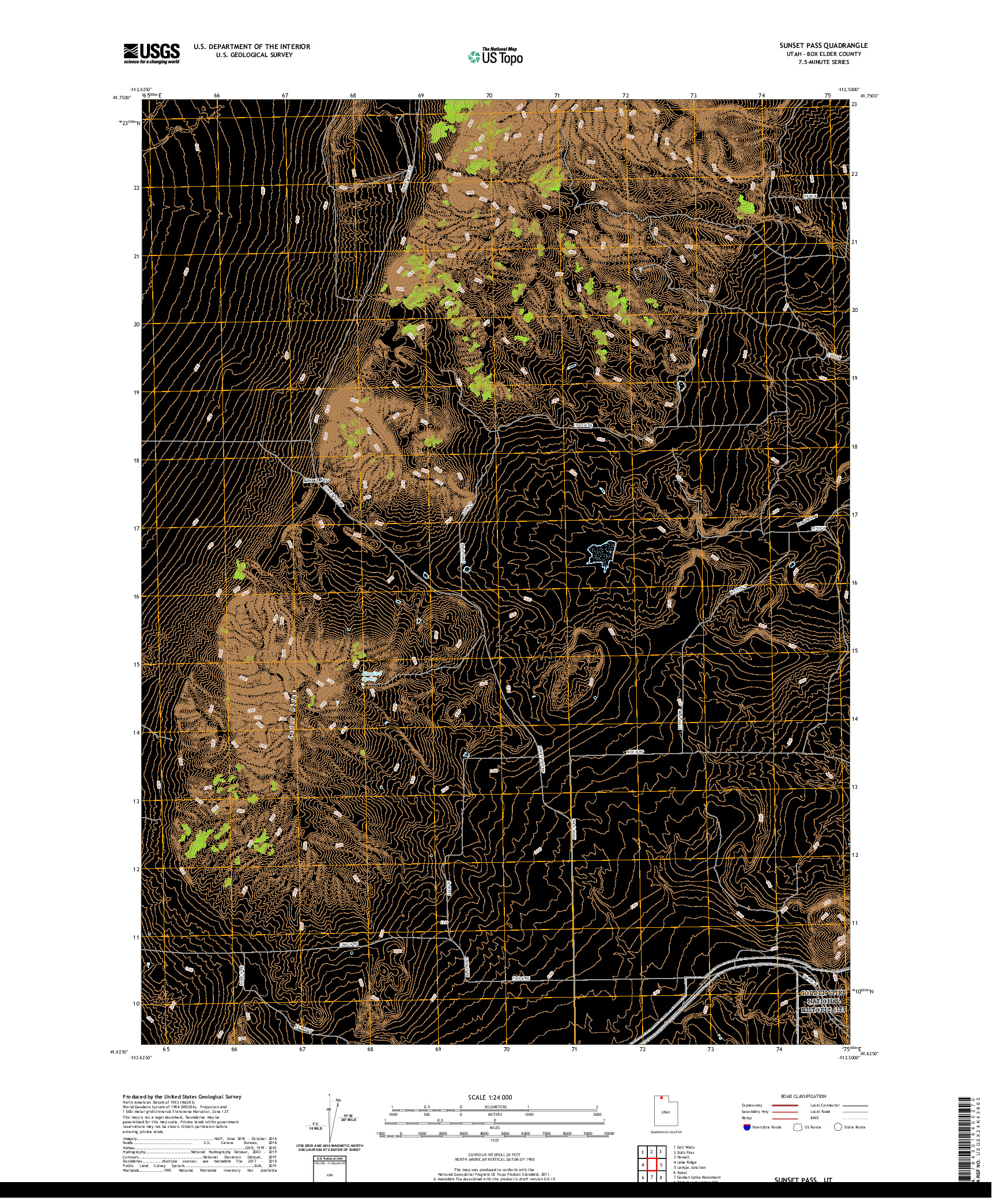 USGS US TOPO 7.5-MINUTE MAP FOR SUNSET PASS, UT 2020