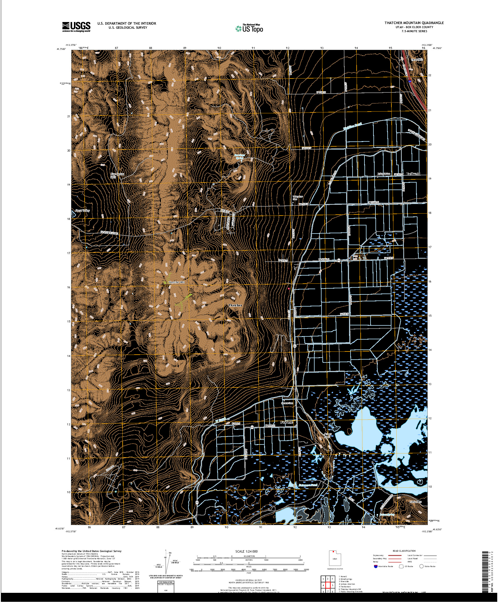 USGS US TOPO 7.5-MINUTE MAP FOR THATCHER MOUNTAIN, UT 2020