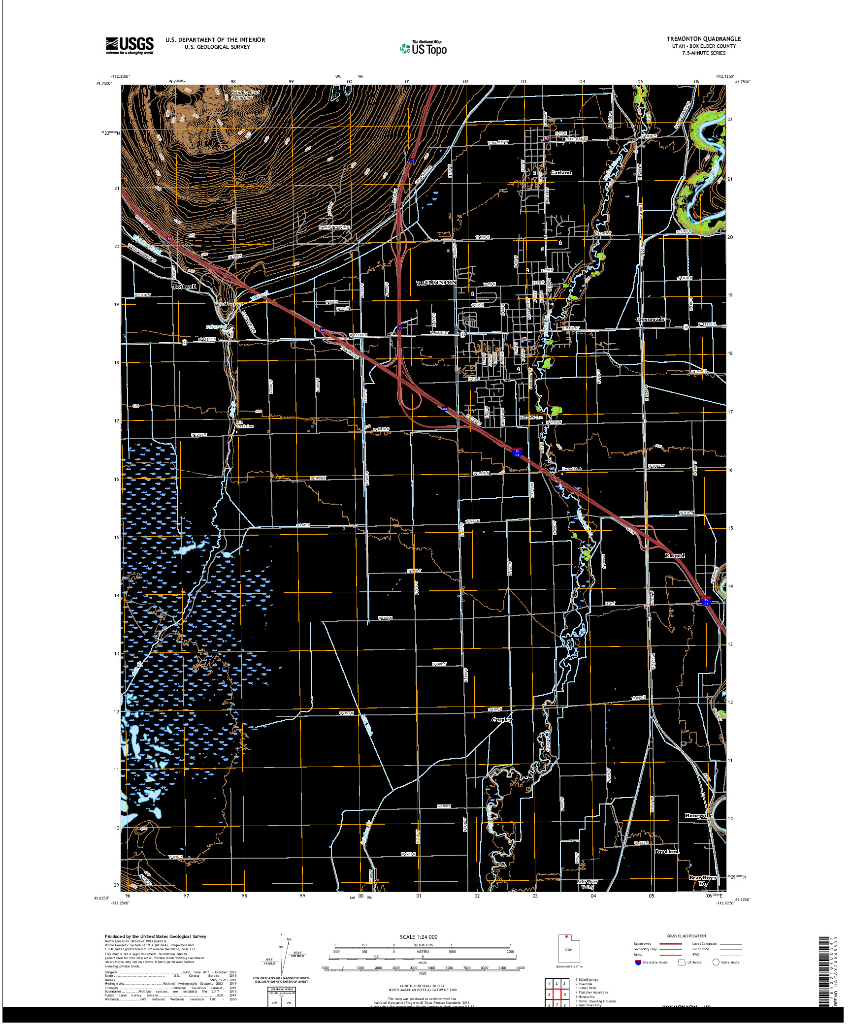 USGS US TOPO 7.5-MINUTE MAP FOR TREMONTON, UT 2020