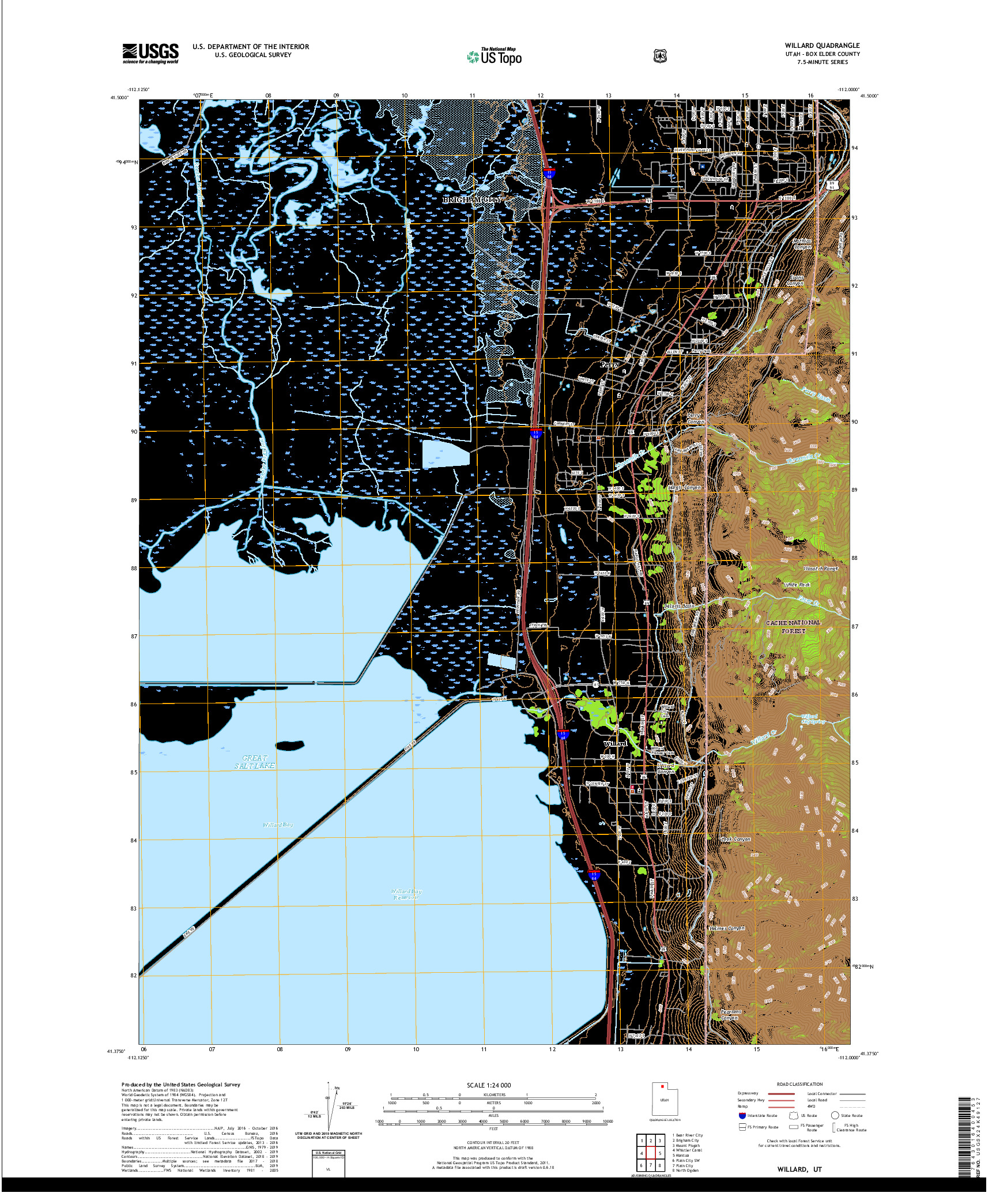 USGS US TOPO 7.5-MINUTE MAP FOR WILLARD, UT 2020