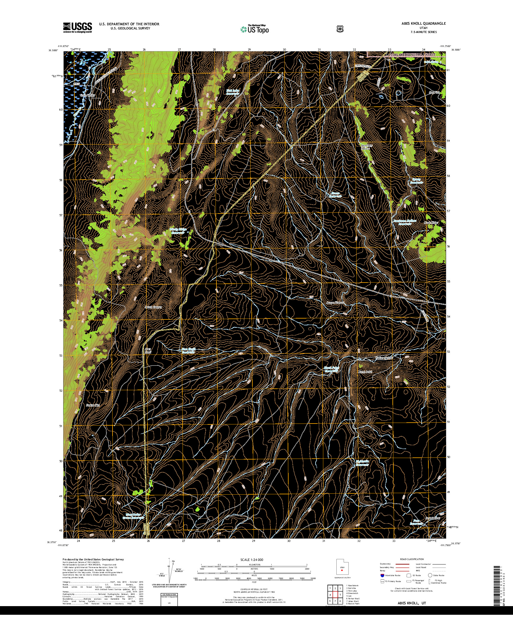 USGS US TOPO 7.5-MINUTE MAP FOR ABES KNOLL, UT 2020