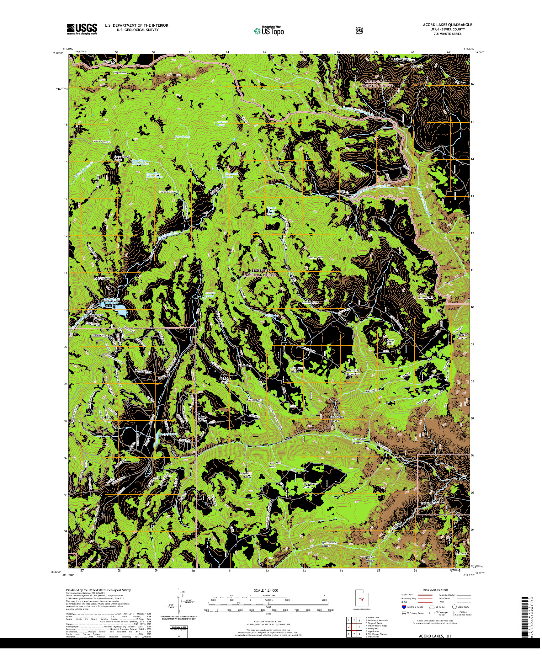 USGS US TOPO 7.5-MINUTE MAP FOR ACORD LAKES, UT 2020