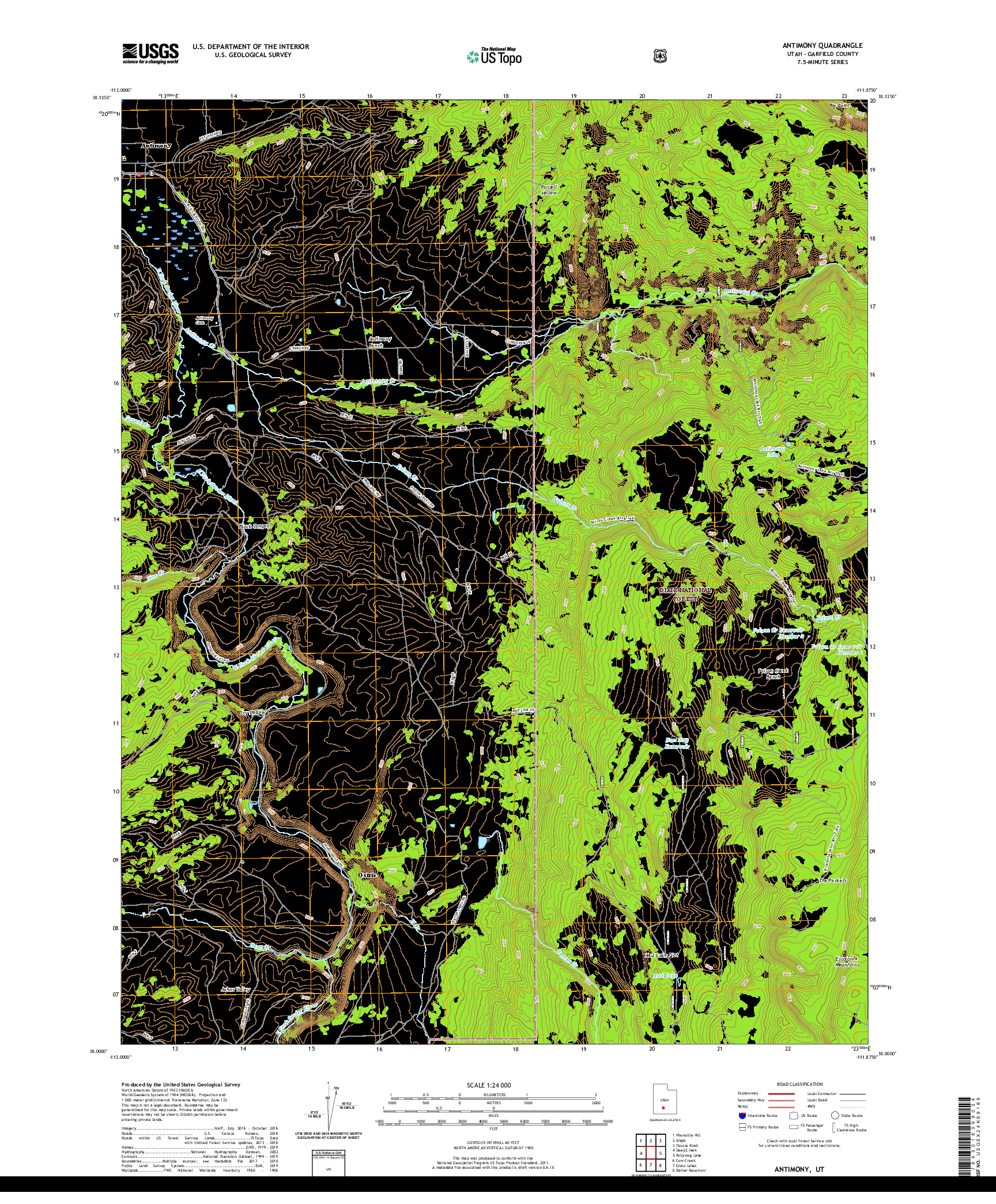 USGS US TOPO 7.5-MINUTE MAP FOR ANTIMONY, UT 2020