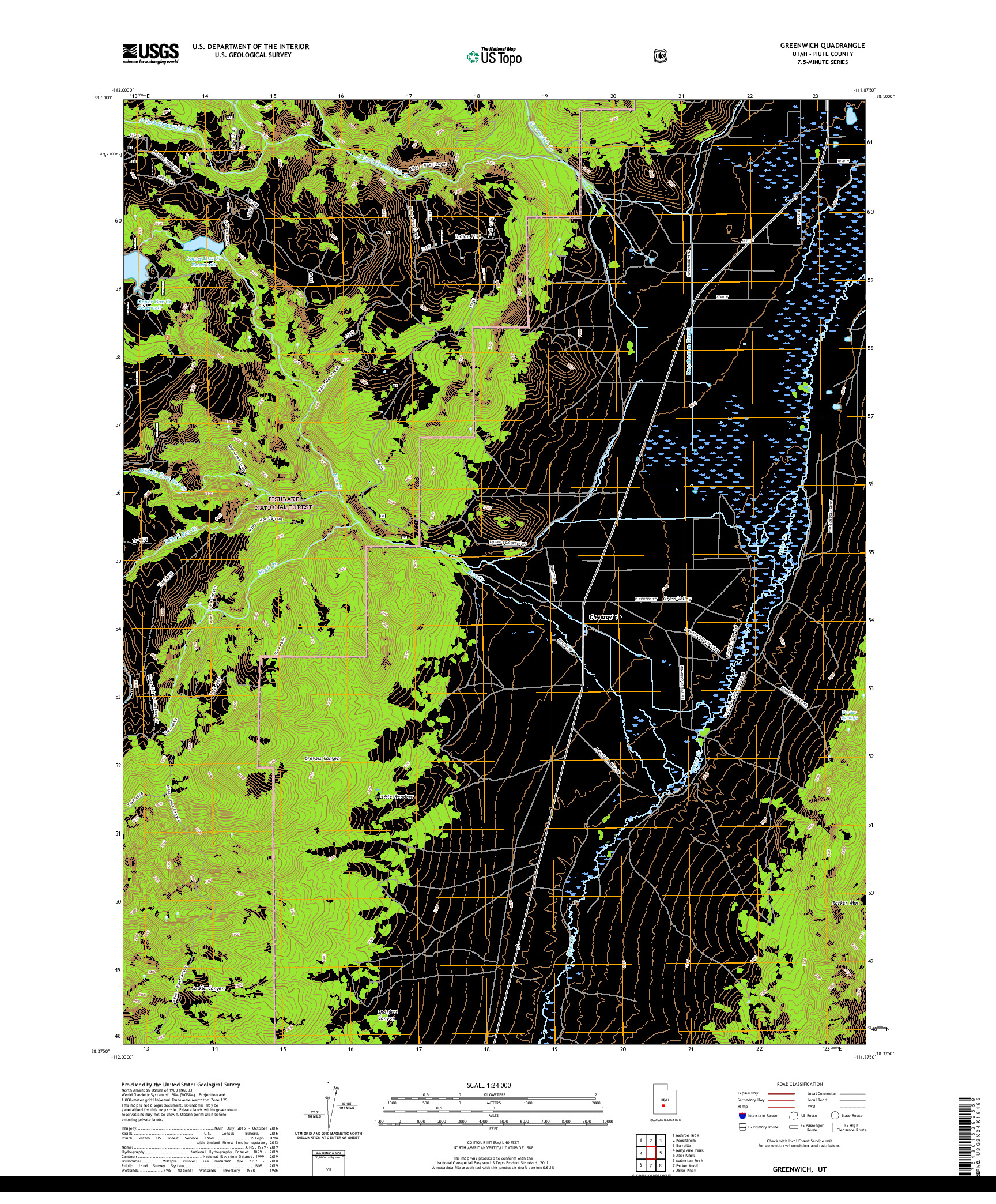 USGS US TOPO 7.5-MINUTE MAP FOR GREENWICH, UT 2020