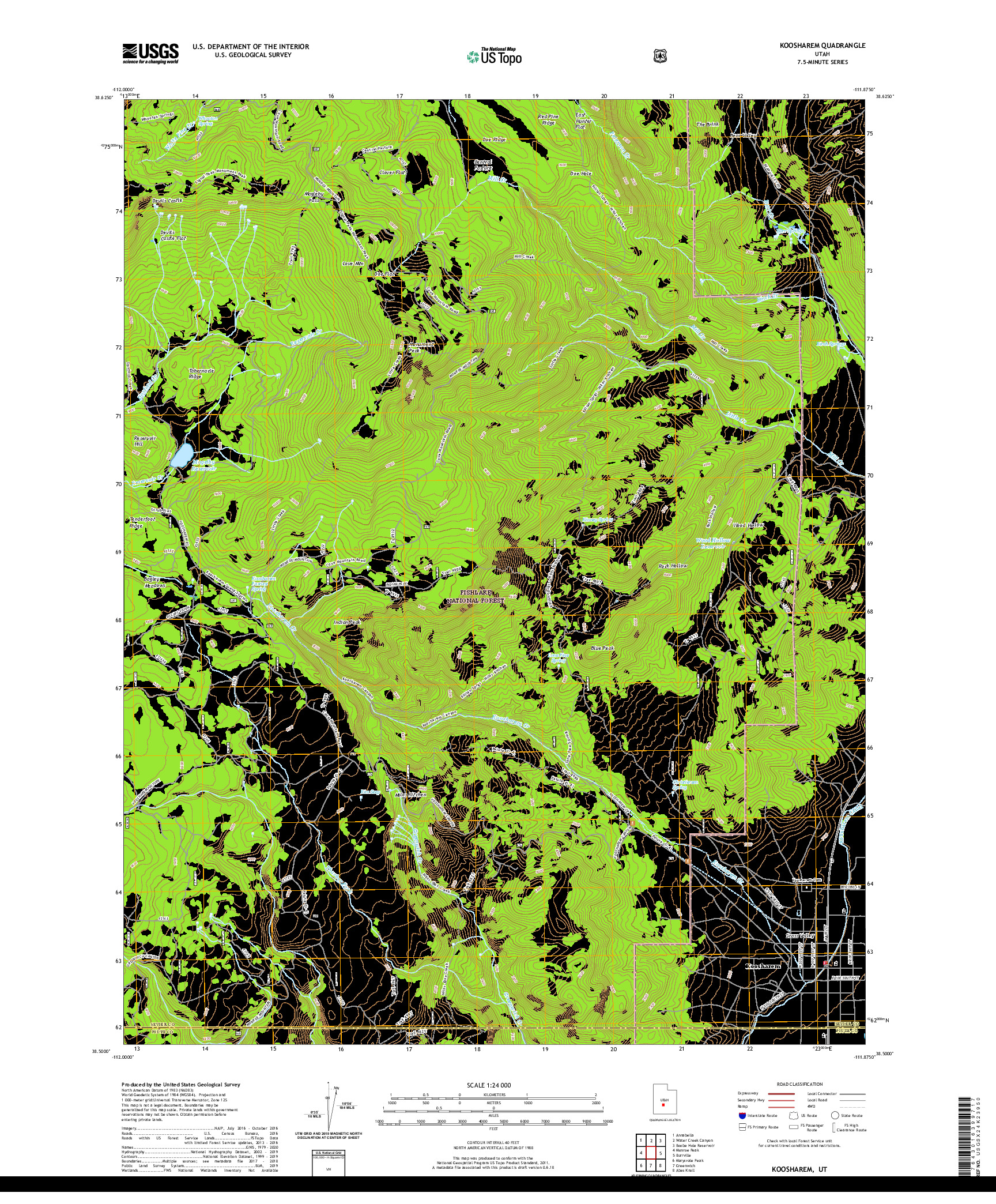 USGS US TOPO 7.5-MINUTE MAP FOR KOOSHAREM, UT 2020