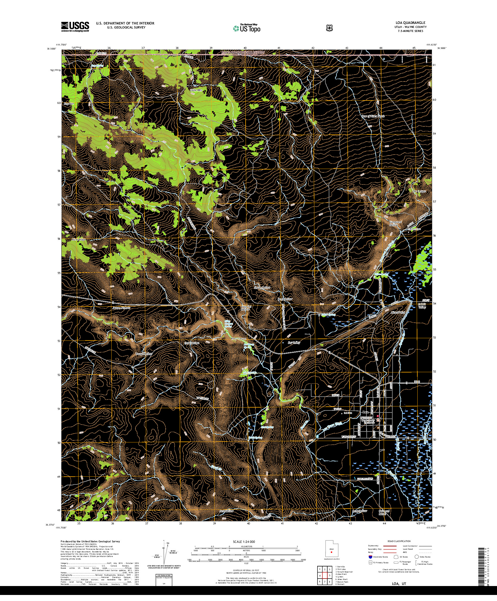 USGS US TOPO 7.5-MINUTE MAP FOR LOA, UT 2020