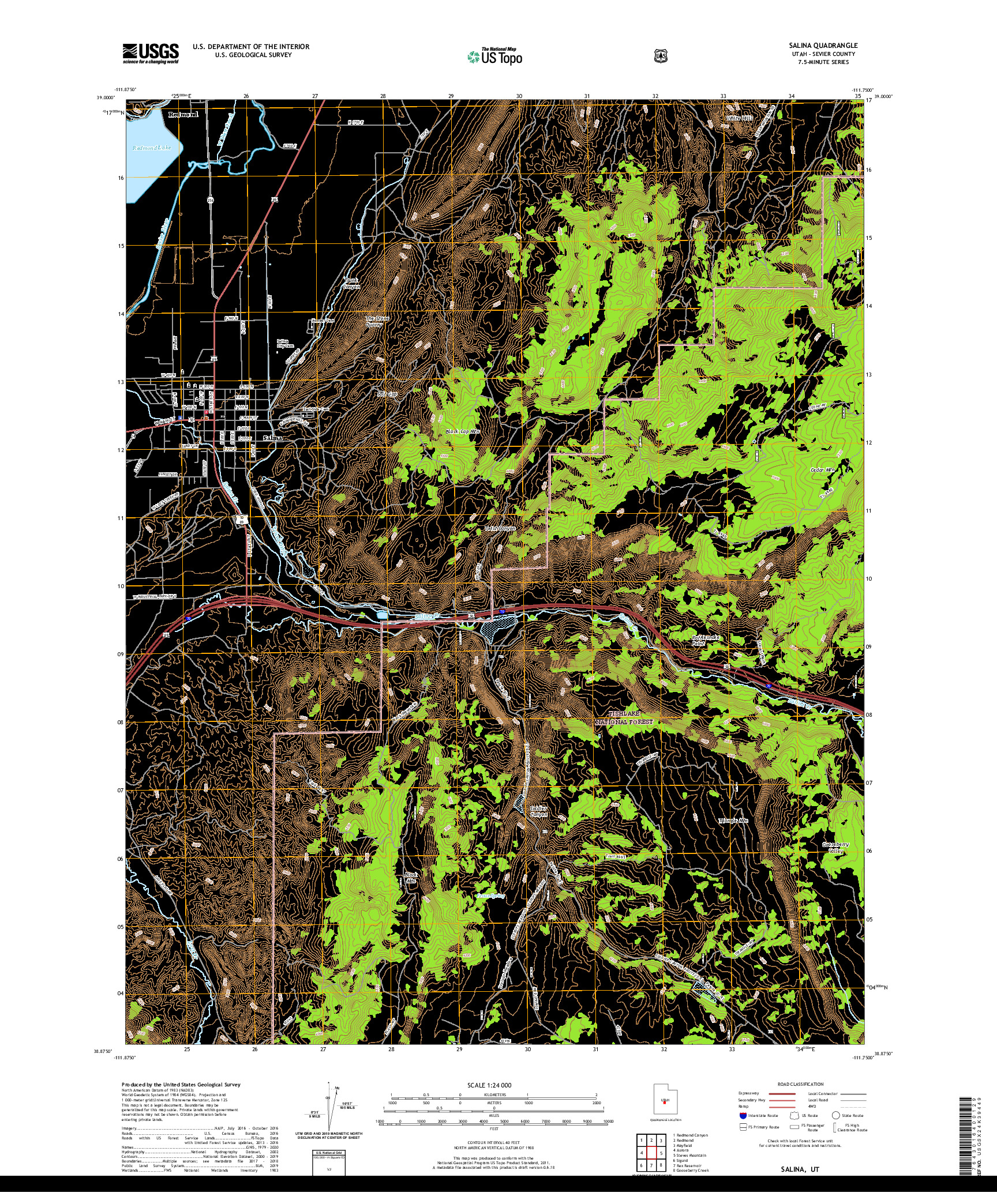 USGS US TOPO 7.5-MINUTE MAP FOR SALINA, UT 2020