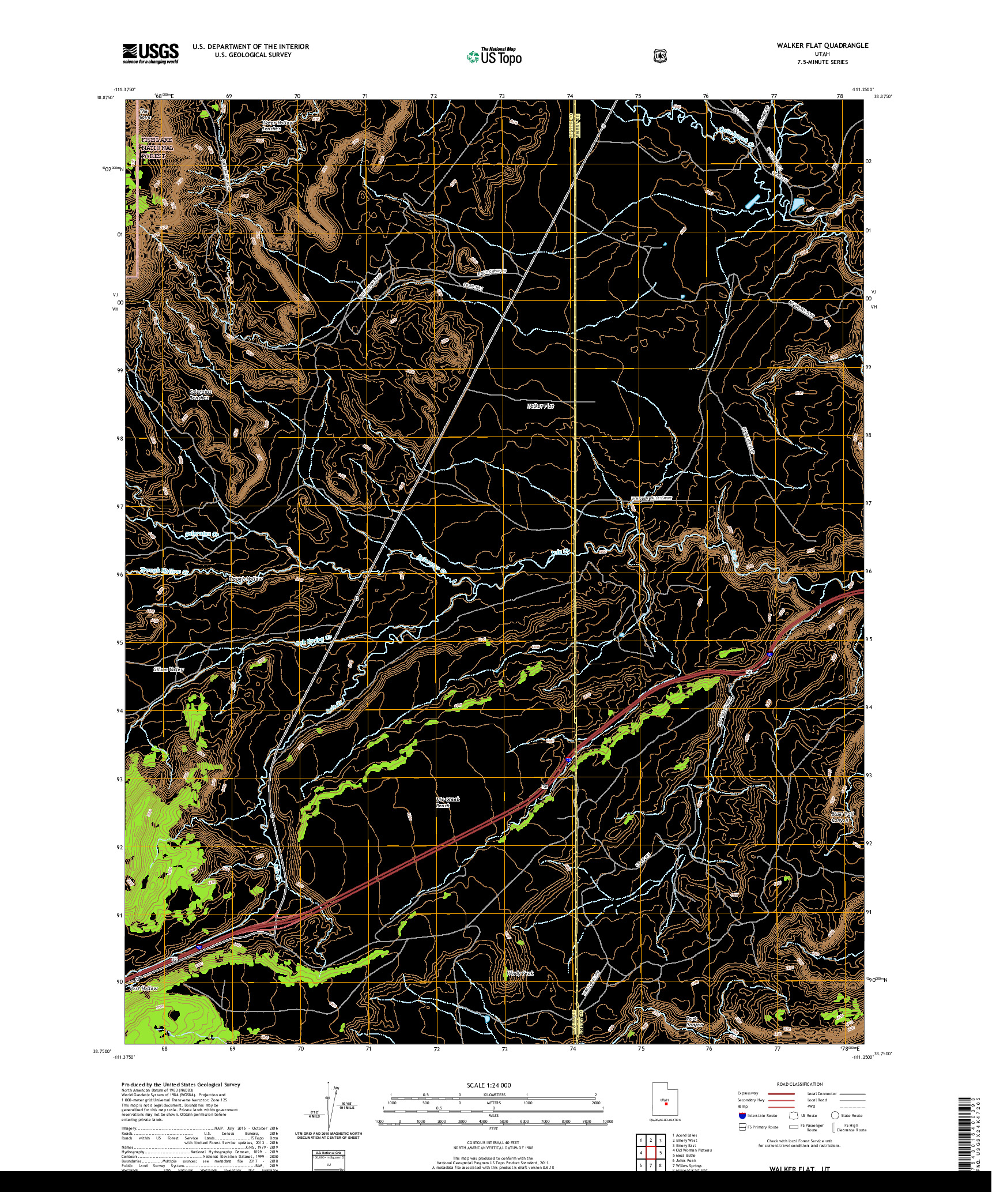 USGS US TOPO 7.5-MINUTE MAP FOR WALKER FLAT, UT 2020
