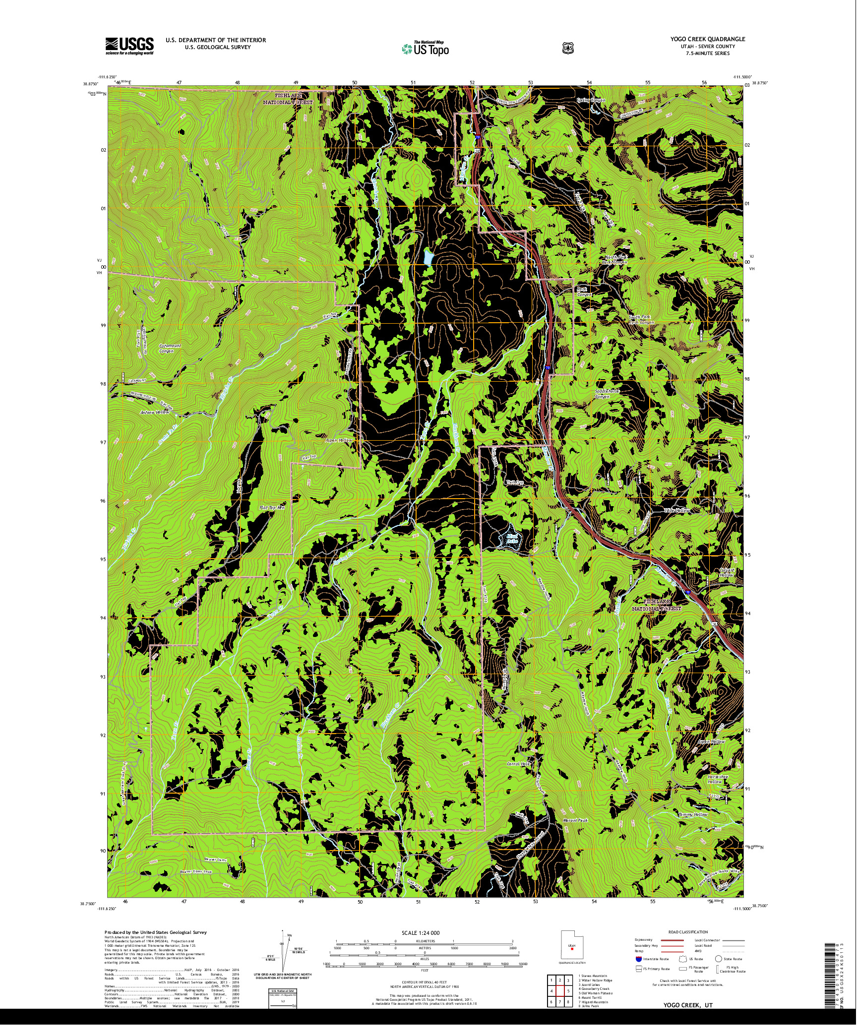 USGS US TOPO 7.5-MINUTE MAP FOR YOGO CREEK, UT 2020