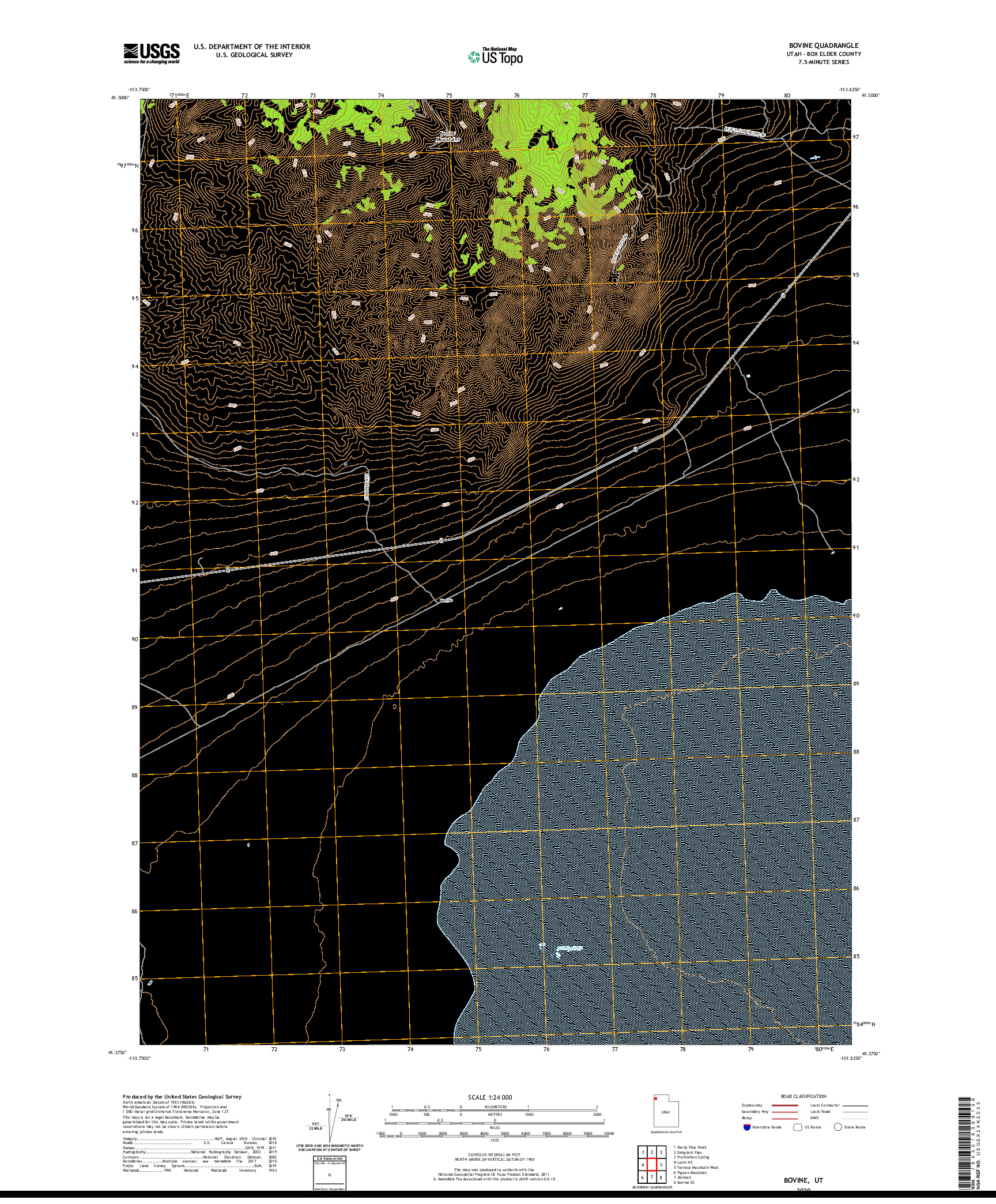 USGS US TOPO 7.5-MINUTE MAP FOR BOVINE, UT 2020